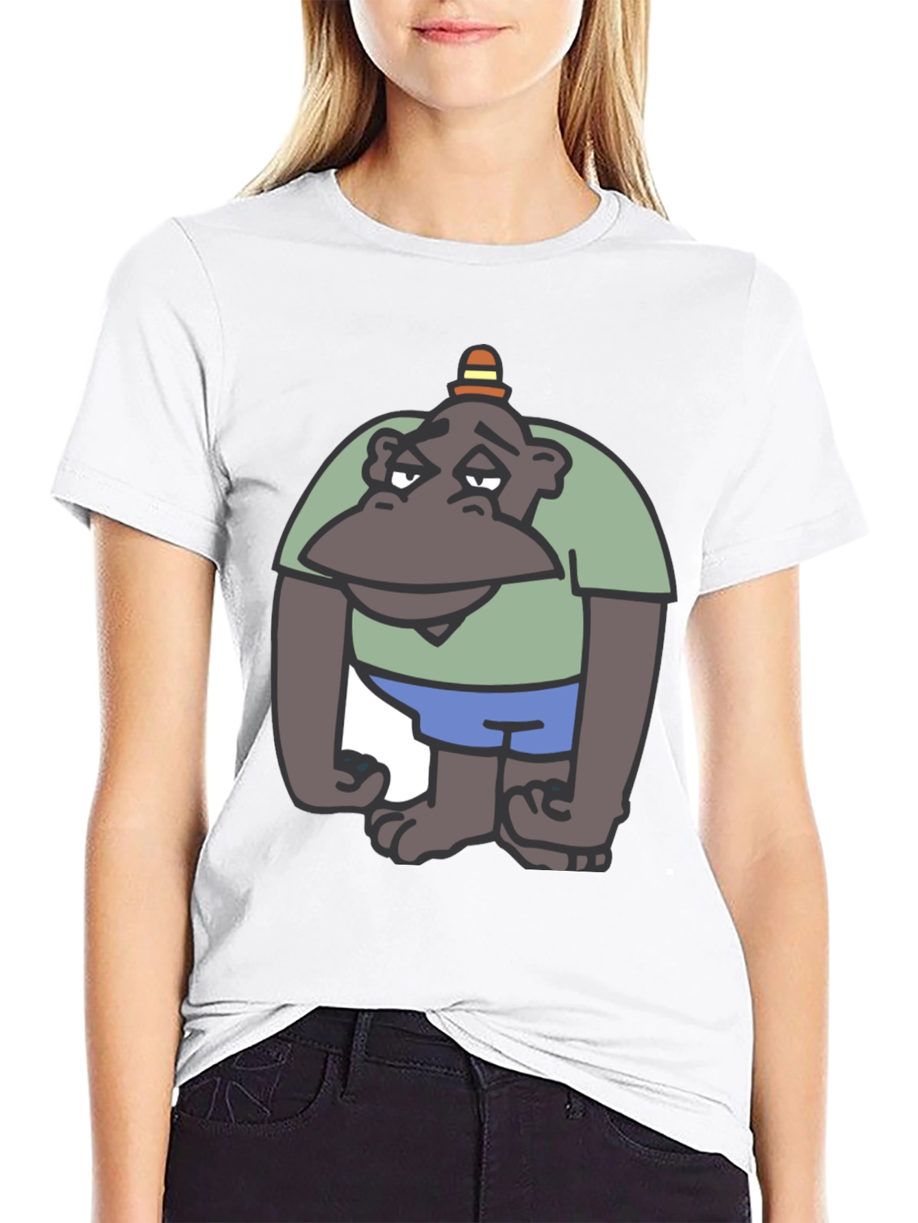 Black Cartoon Ape Graphic Tee - Comfy Cotton T-Shirt view 9