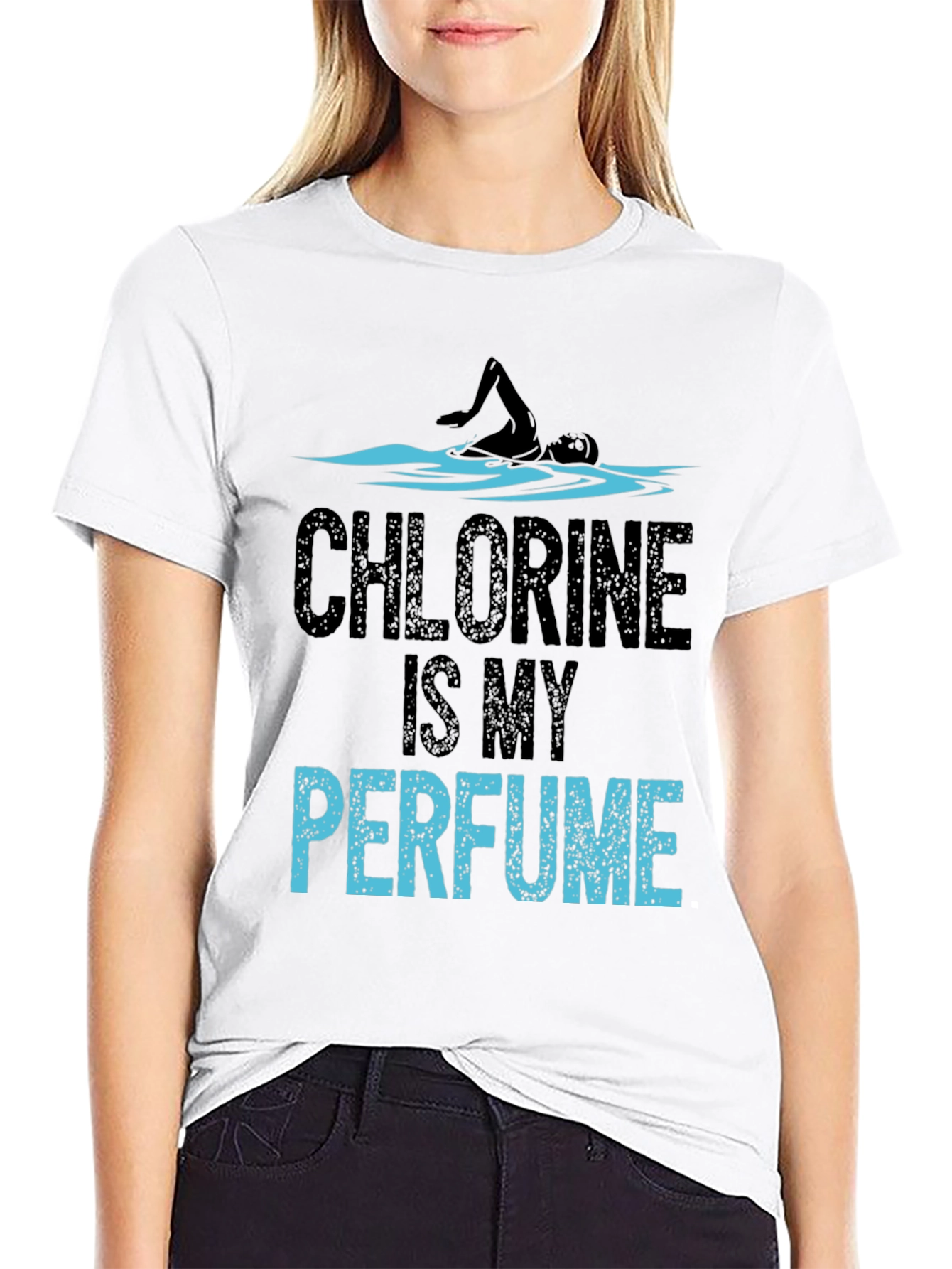 Black Chlorine Is My Perfume Funny Swimmer T-Shirt view 9