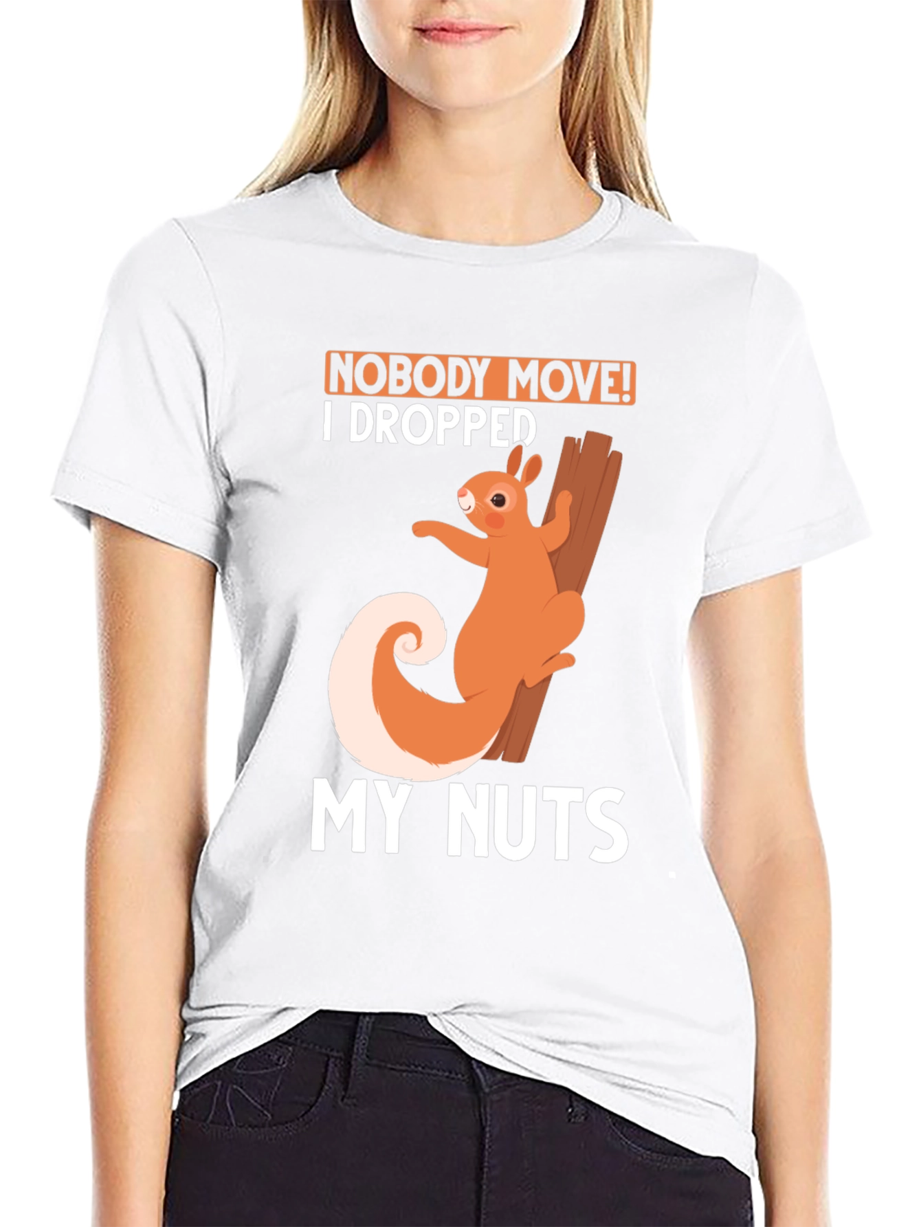 Black Funny Squirrel T-Shirt: Nobody Move I Dropped My Nuts! view 9