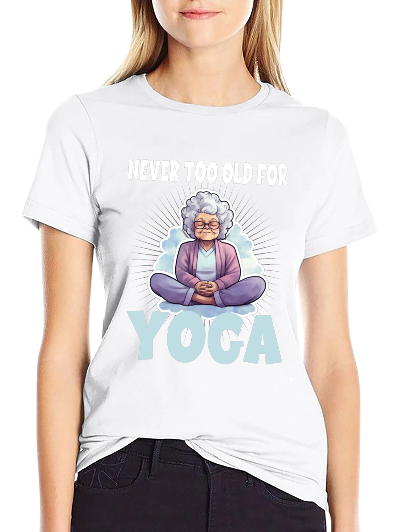 Black Never Too Old for Yoga T-Shirt view 9