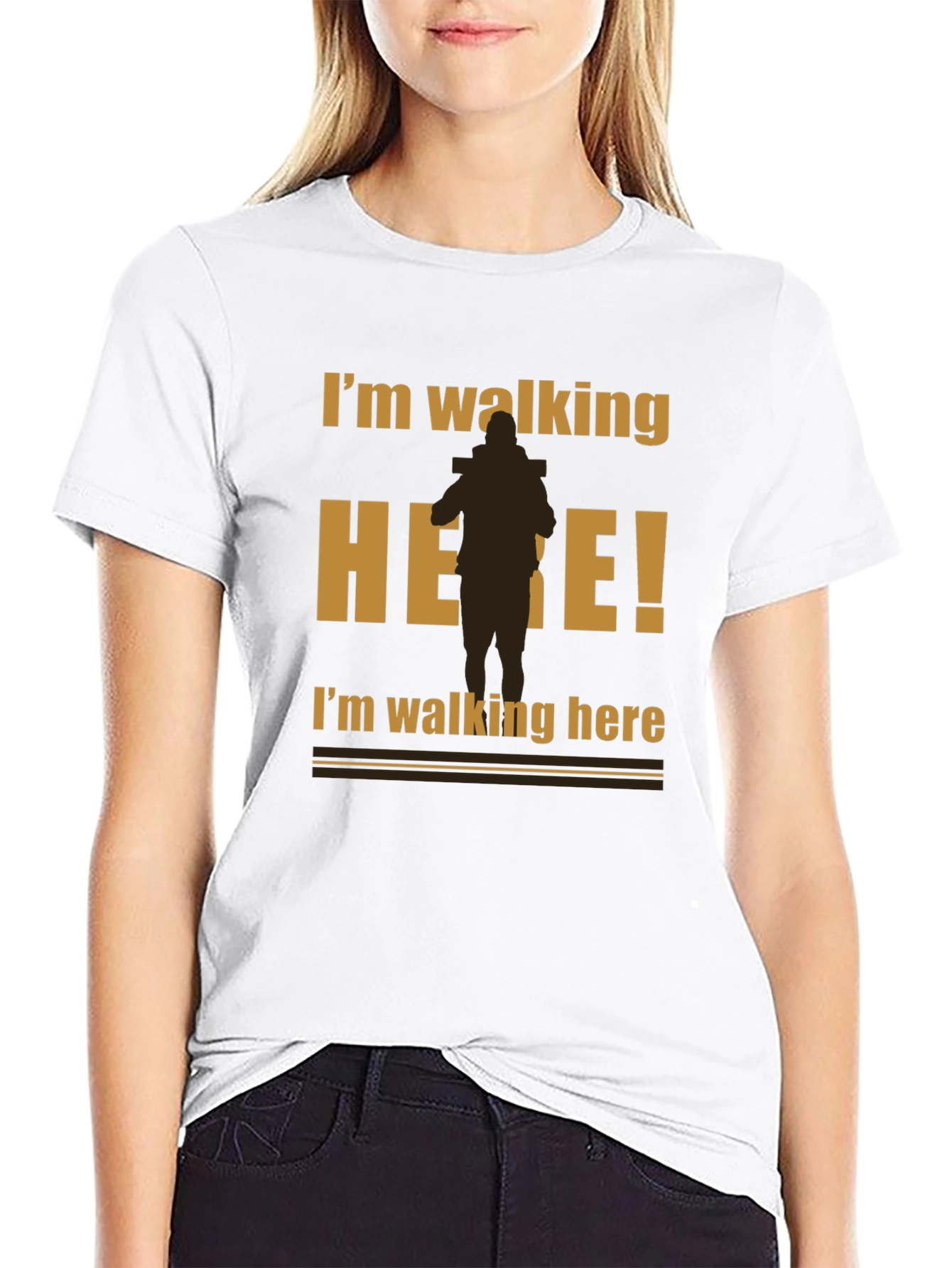 Black I'm Walking Here Funny Graphic T-Shirt view 9