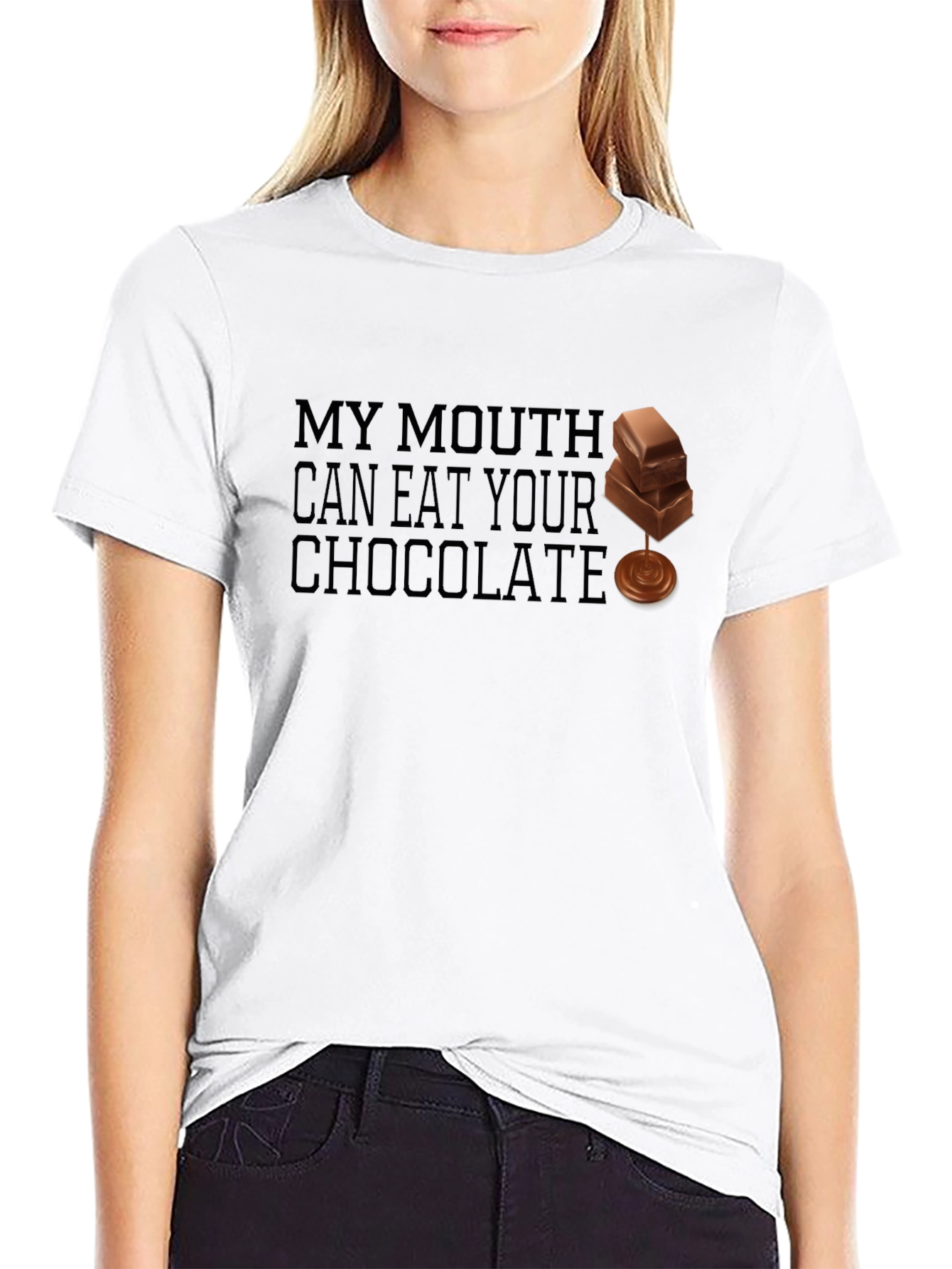 Black My Mouth Can Eat Your Chocolate - Funny T-Shirt view 9