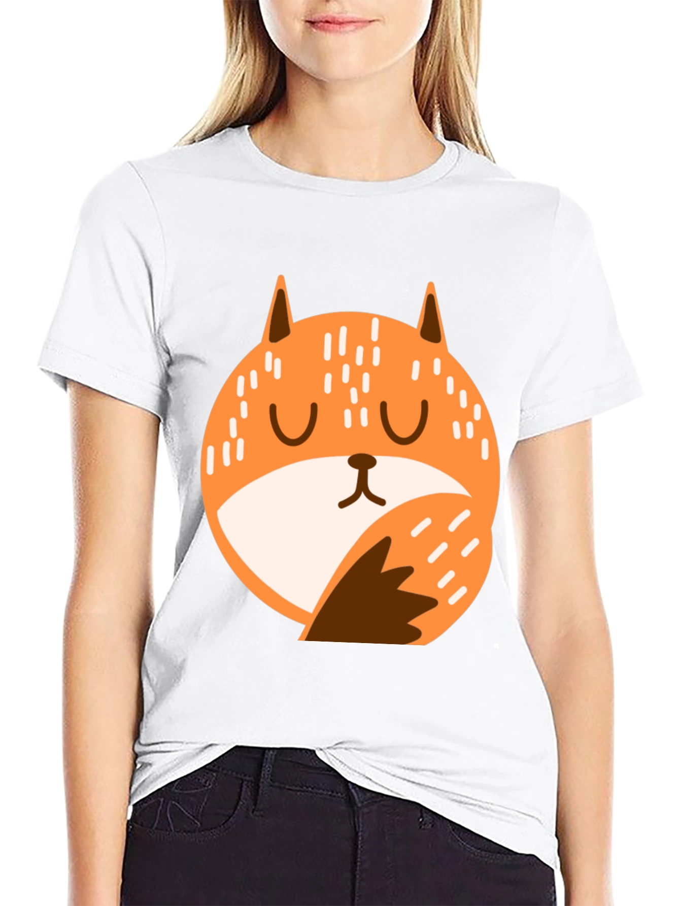 Black Cute Fox Graphic T-Shirt - Relaxed Fit view 9