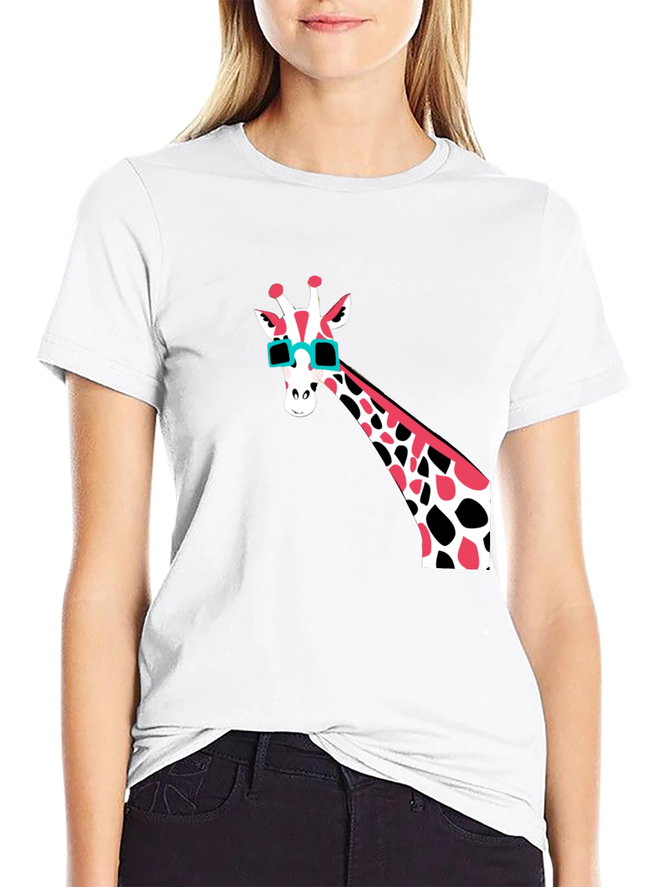 Black Cool Giraffe Graphic T-Shirt - Men's Black Tee view 9
