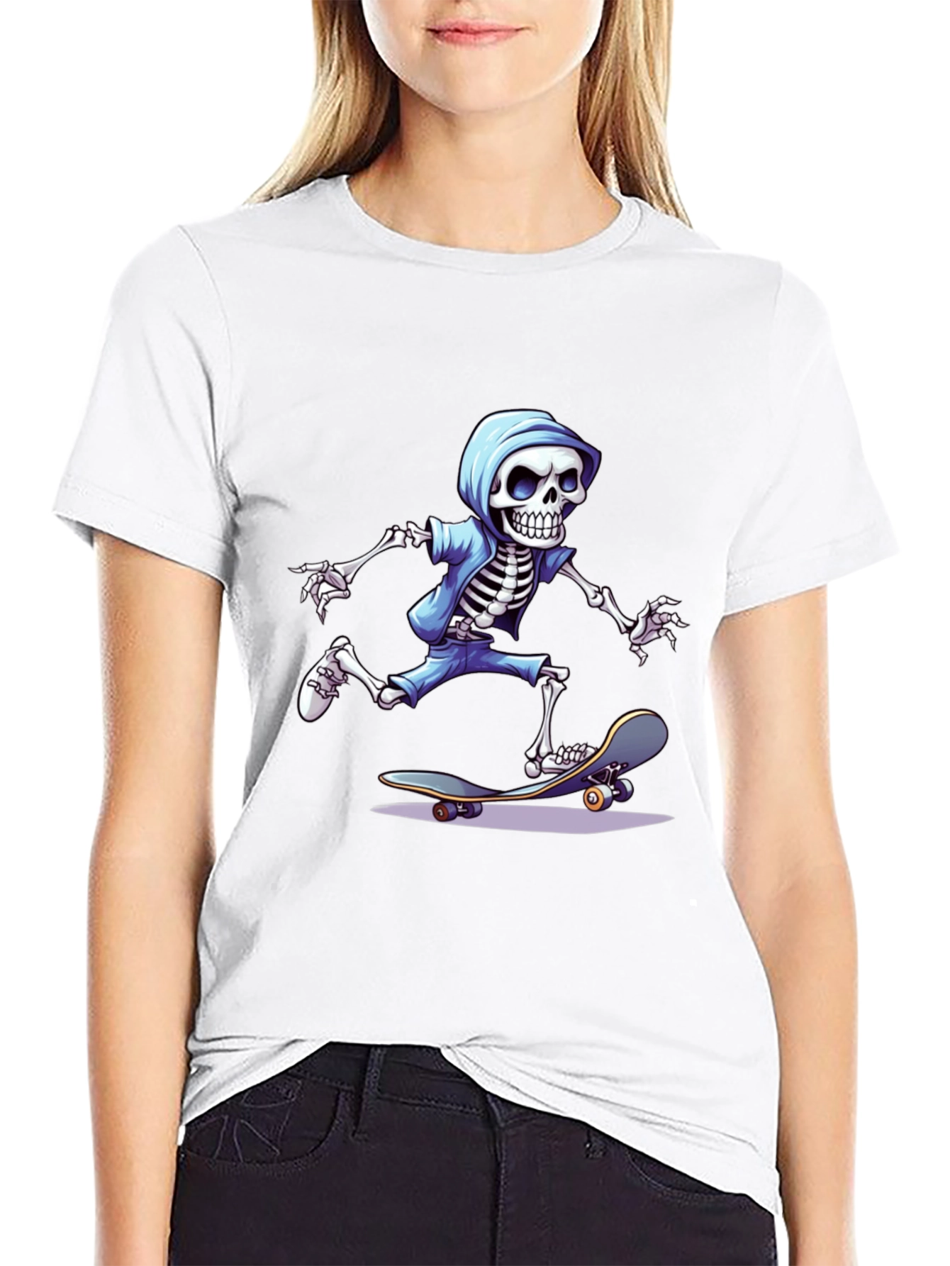Black Skateboarding Skeleton Graphic Tee view 9
