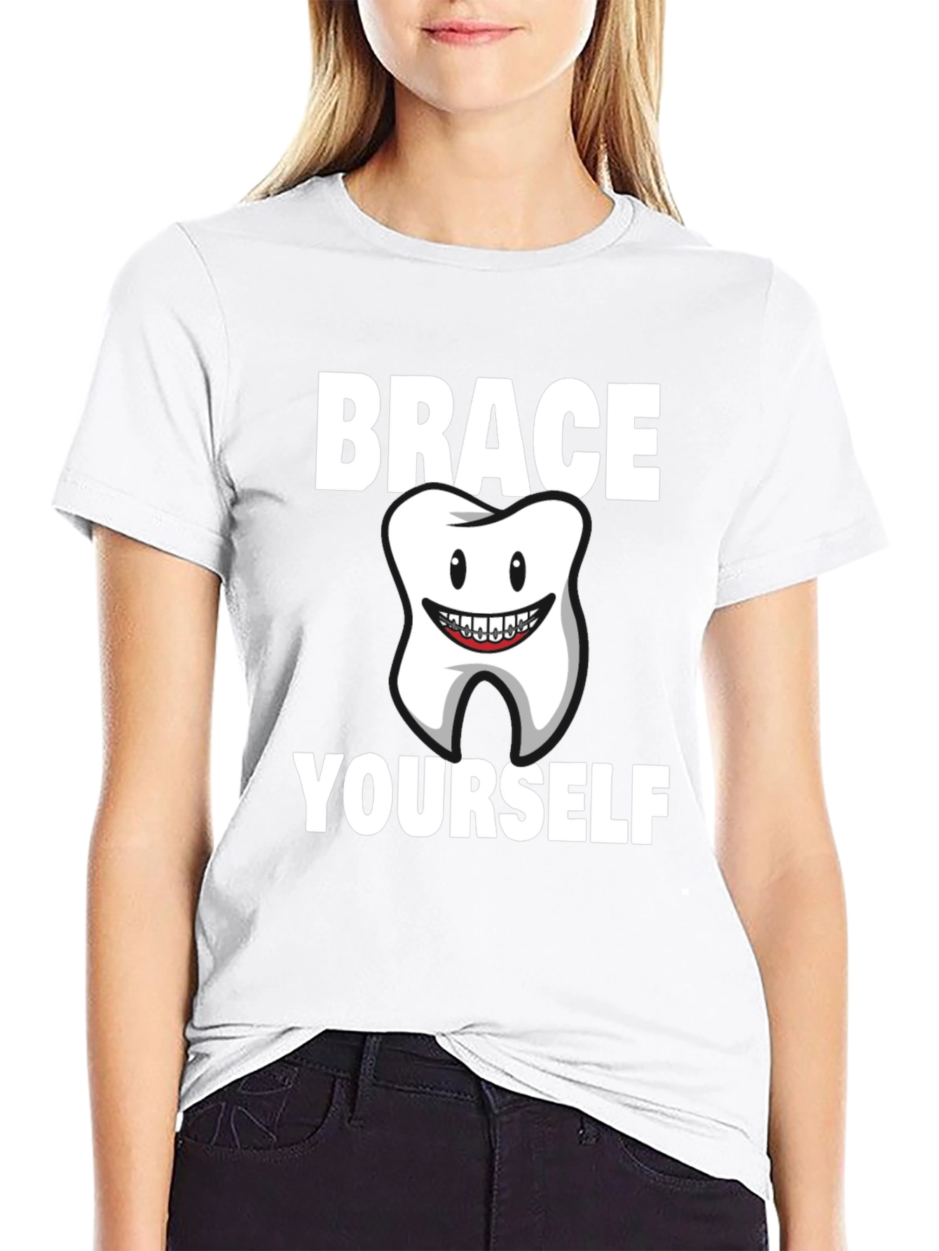 Black Brace Yourself Dental T-Shirt view 9