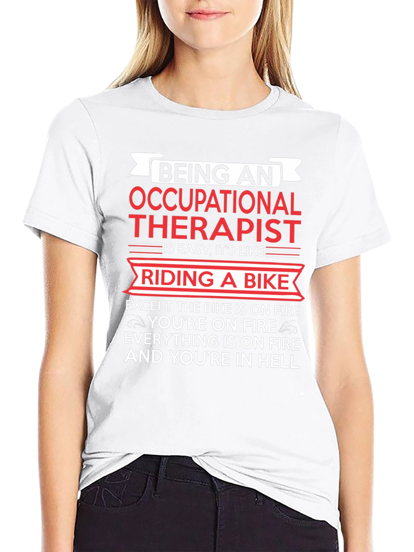 Black Occupational Therapist T-Shirt: Riding a Bike in Hell view 9