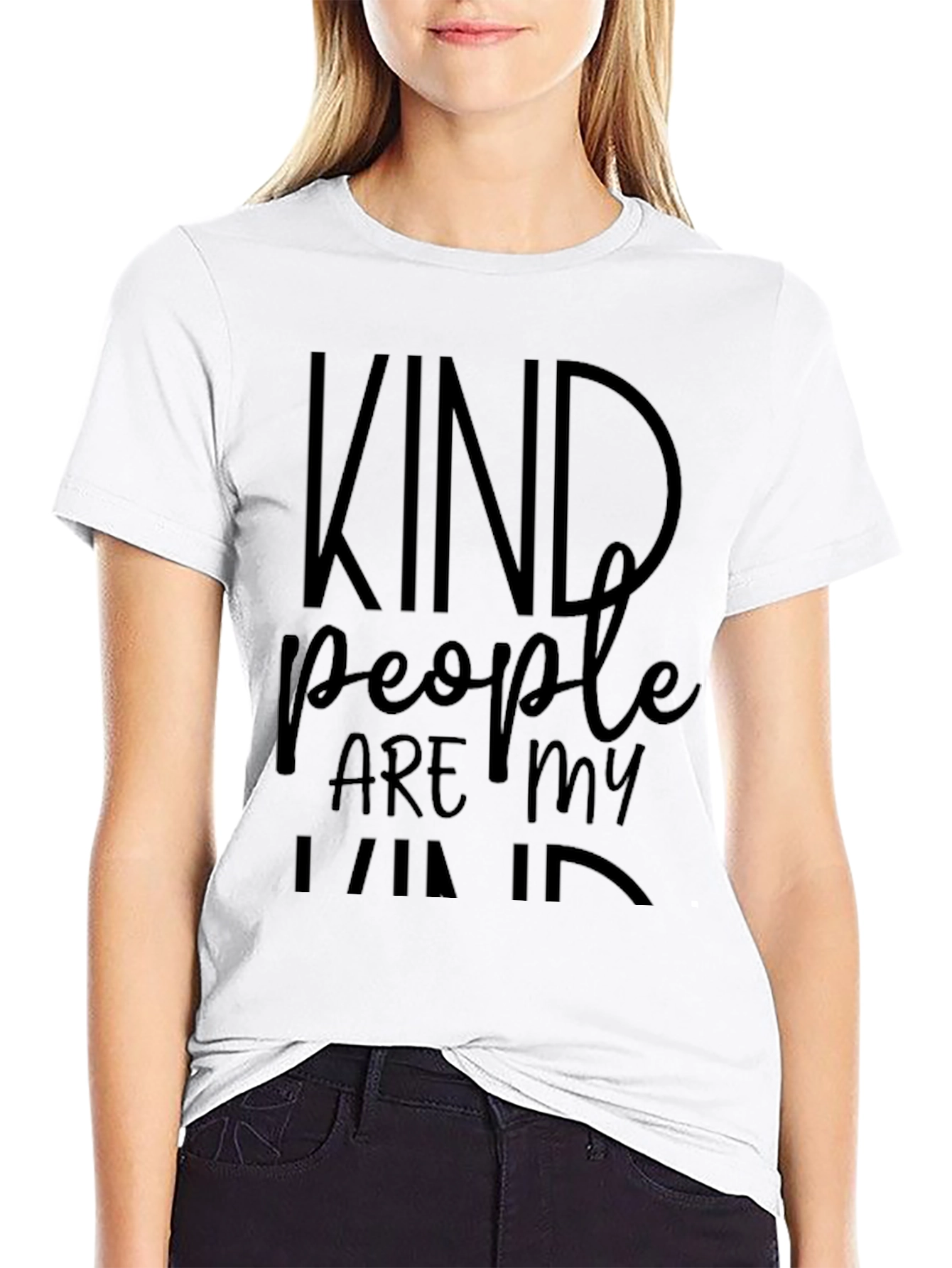 Black Kind People Tee - Soft Cotton Blend, Inspirational Design view 9