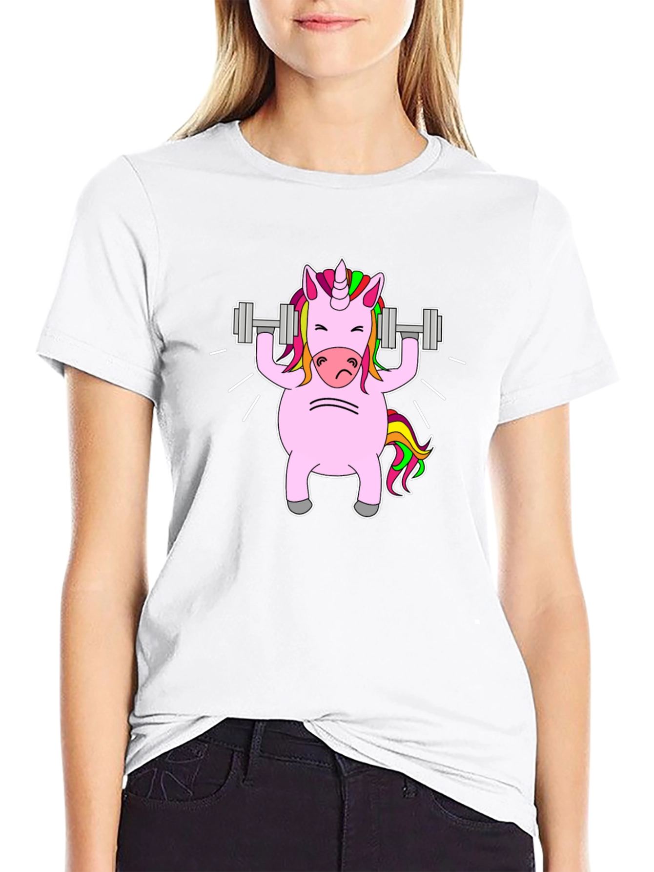 Black Unicorn Lifting Weights Graphic Tee - Black view 9