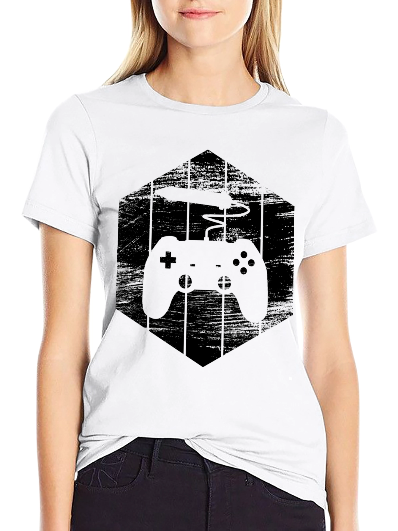 Black Gamer Hex T-Shirt - Black Gaming Controller Tee view 9