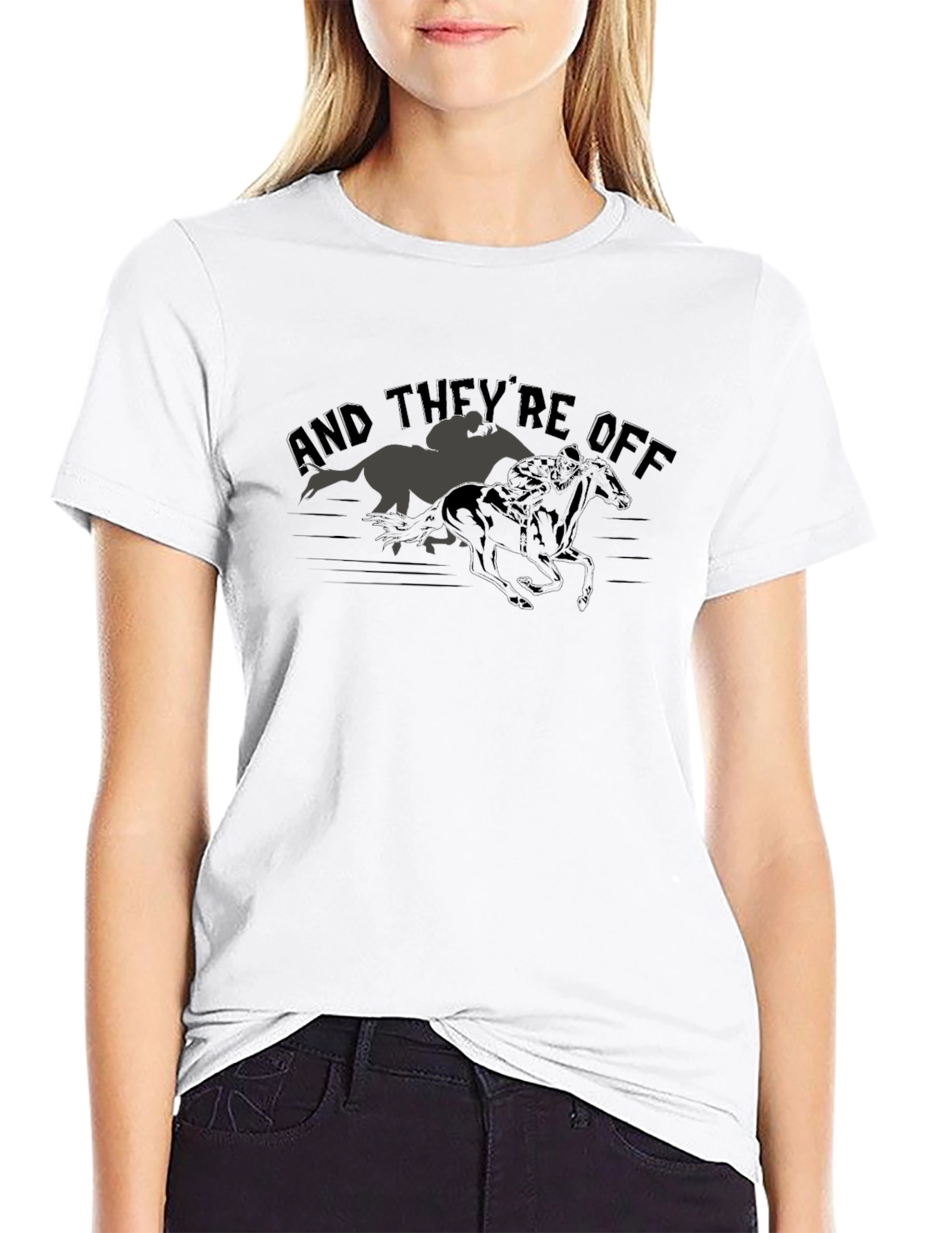 Black And They're Off Horse Racing Graphic Tee view 9