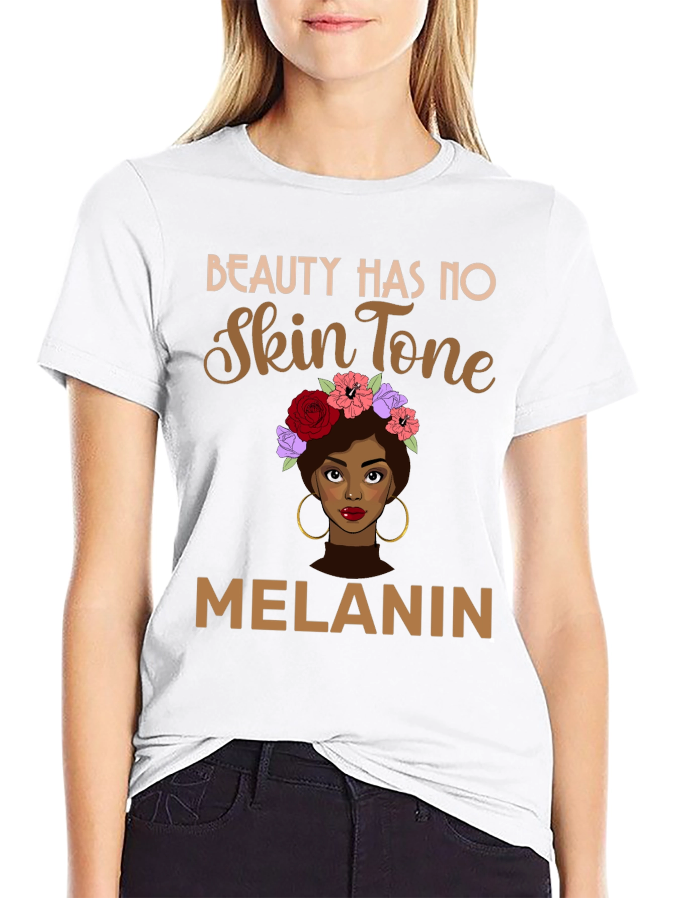 Black Beauty Has No Skin Tone Melanin Graphic Tee view 9
