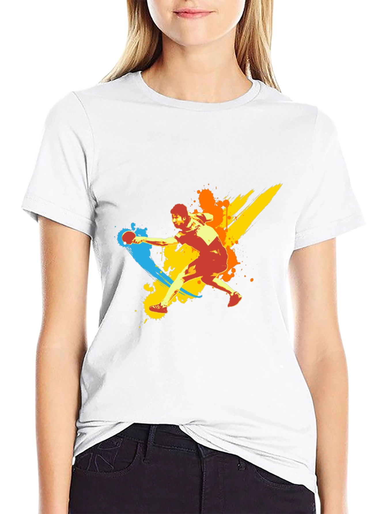 Black Table Tennis Player Graphic T-Shirt view 9