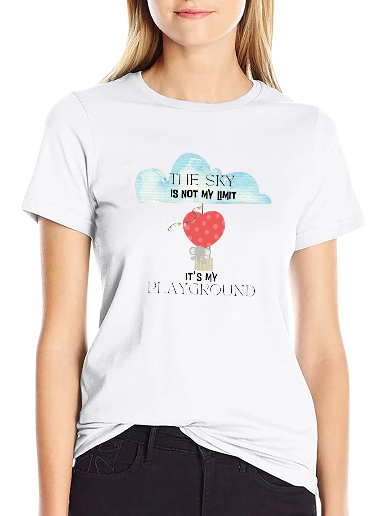 Black Sky's the Limit Heart Balloon Graphic Tee view 9