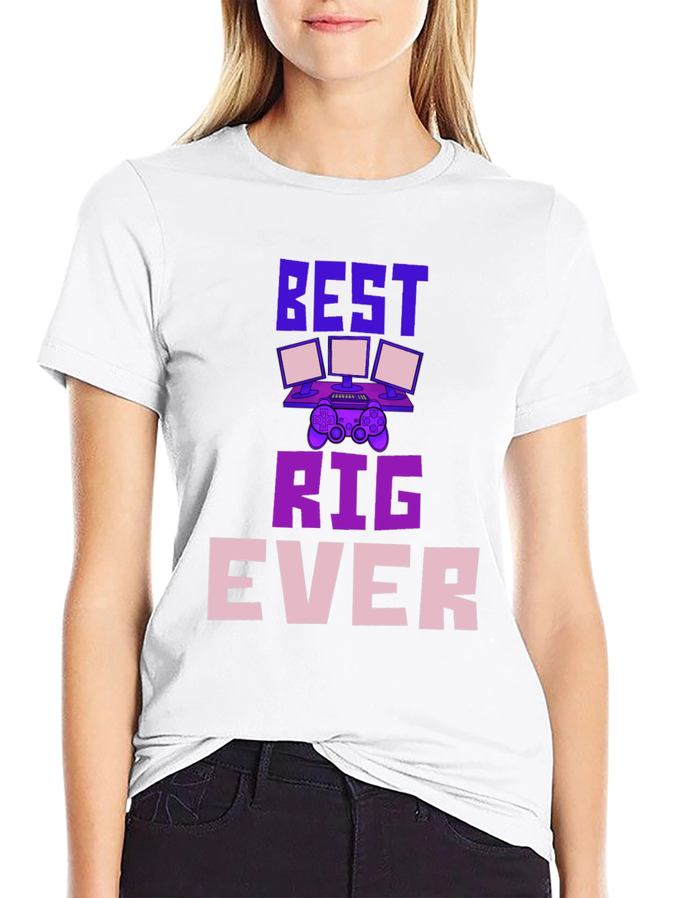 Black Best Rig Ever Gaming T-Shirt view 9
