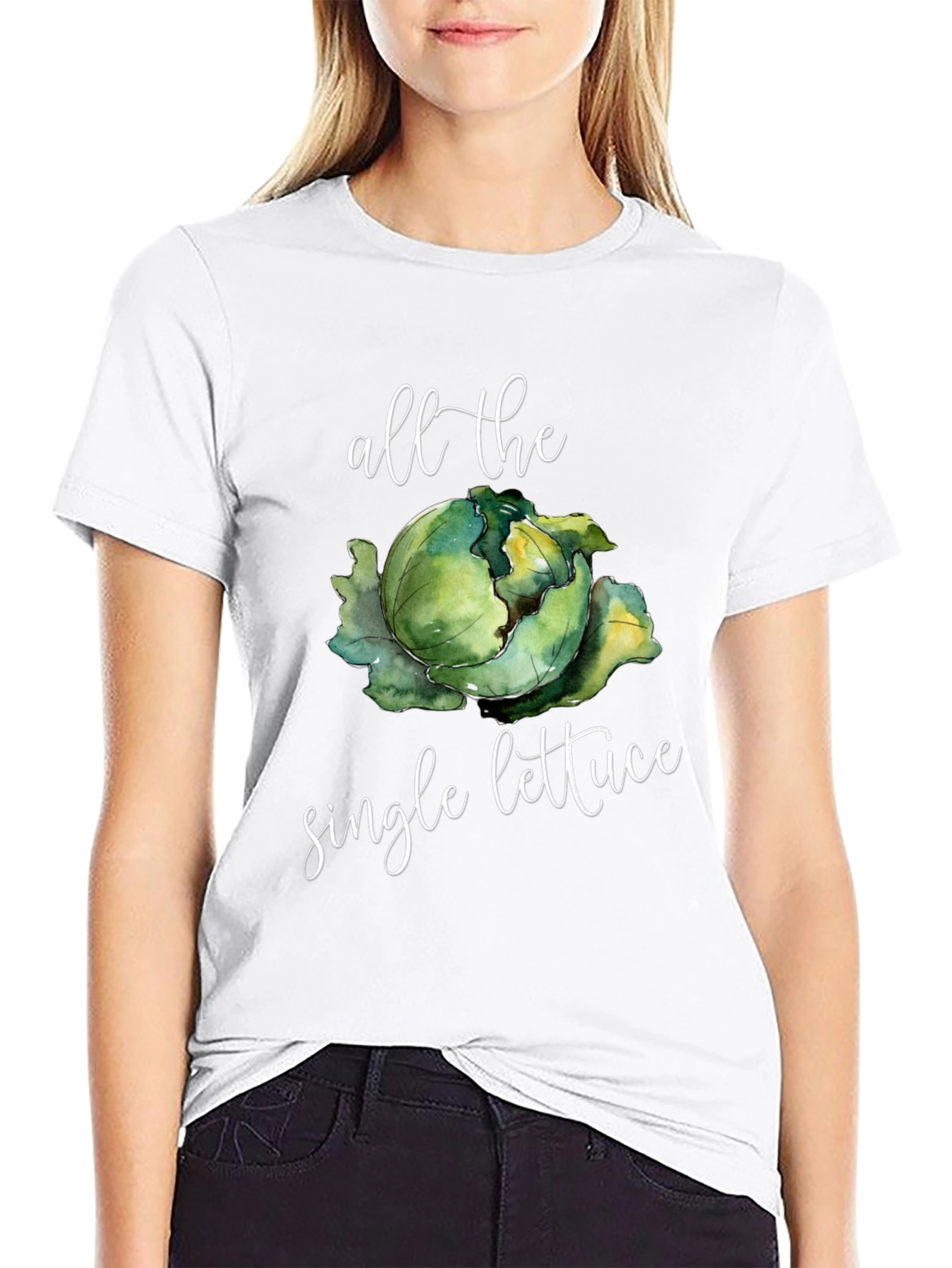 Black All the Single Lettuce Funny T-Shirt view 9