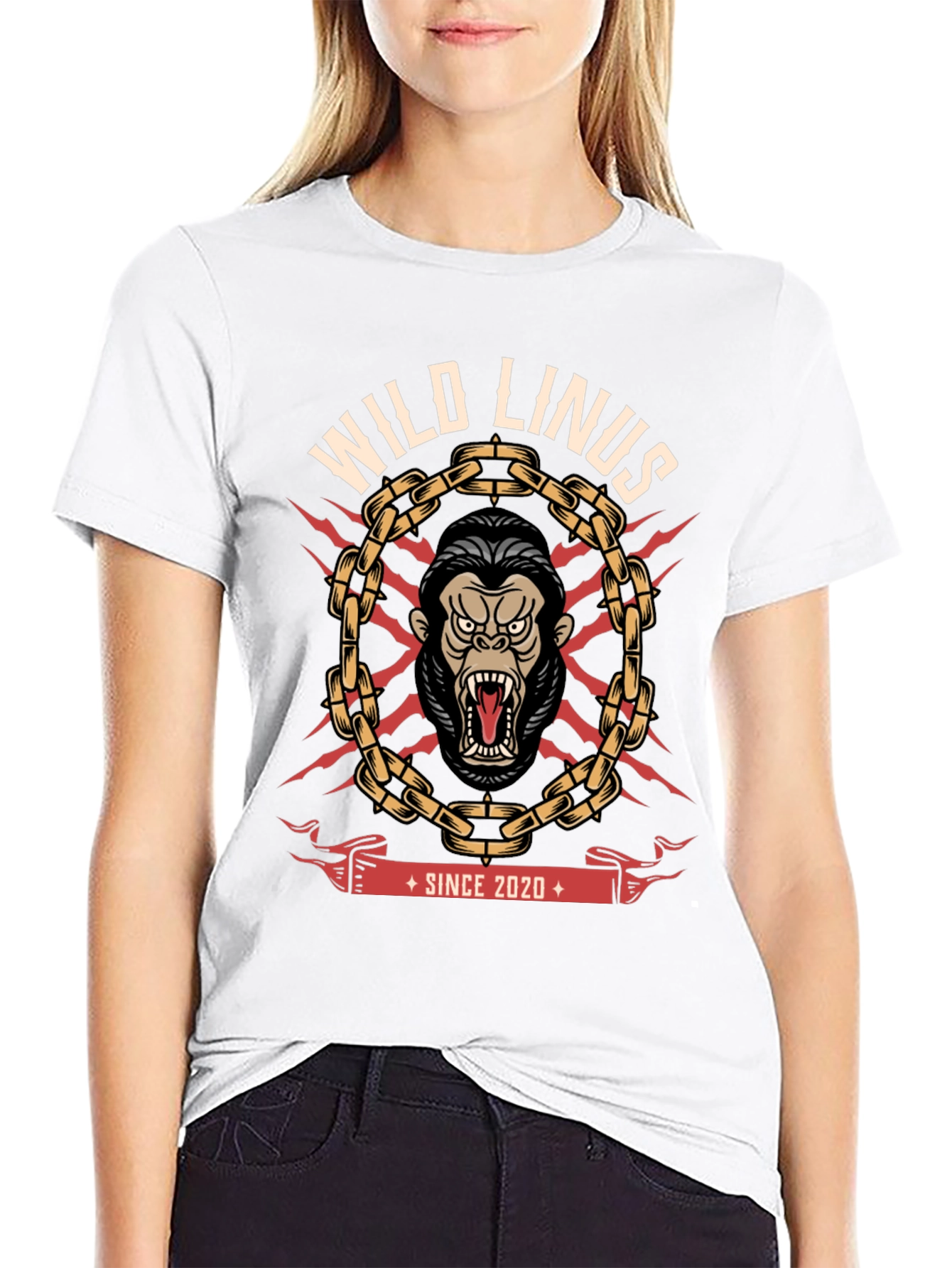 Black Wild Linus Graphic T-Shirt - Gorilla Design view 9