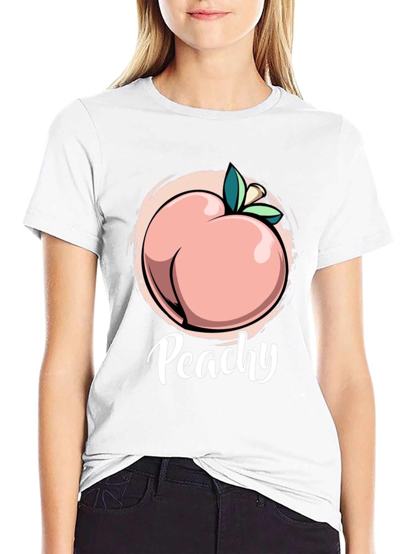 Black Peachy T-Shirt - Funny Fruit Pun Tee view 9