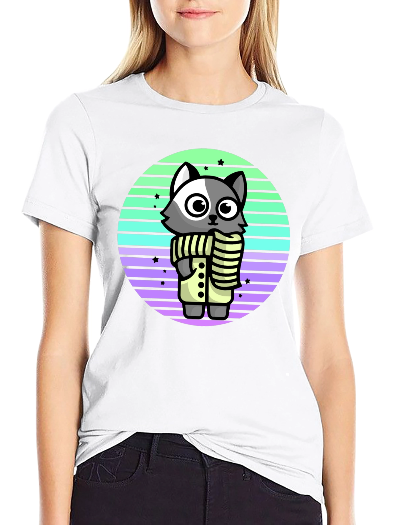Black Cute Raccoon T-Shirt - Retro Style view 9