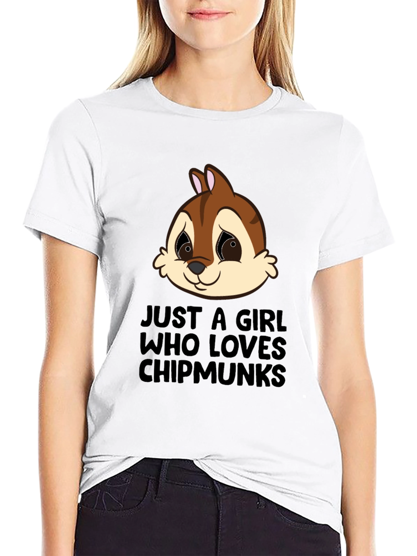 Black Chipmunk Lover T-Shirt - Cute Cartoon Graphic Tee view 9