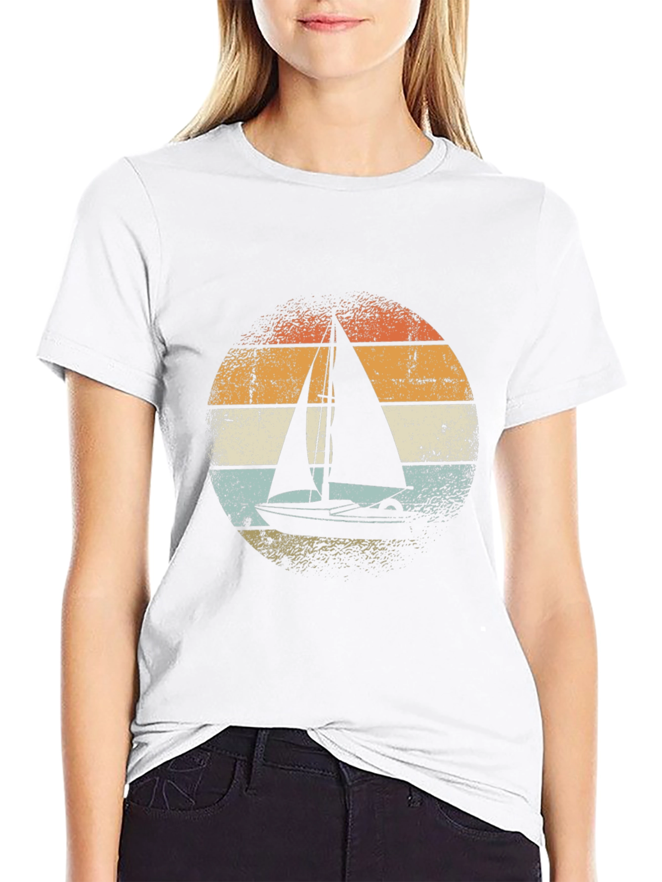 Black Vintage Sailboat Graphic Tee - Black view 9