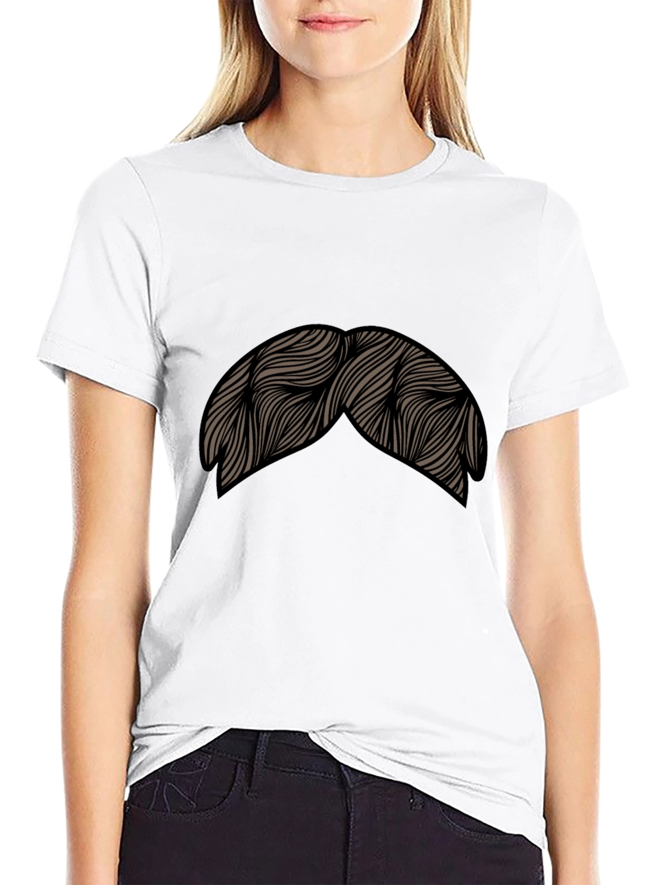 Black Novelty Mustache Graphic T-Shirt view 9
