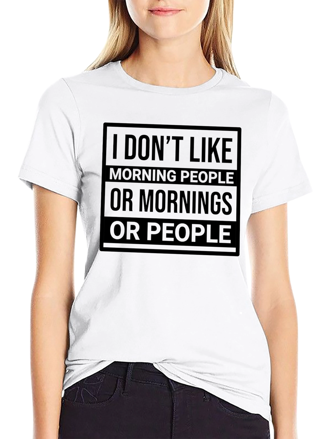 Black Funny "I Don't Like Mornings" Graphic T-Shirt view 9