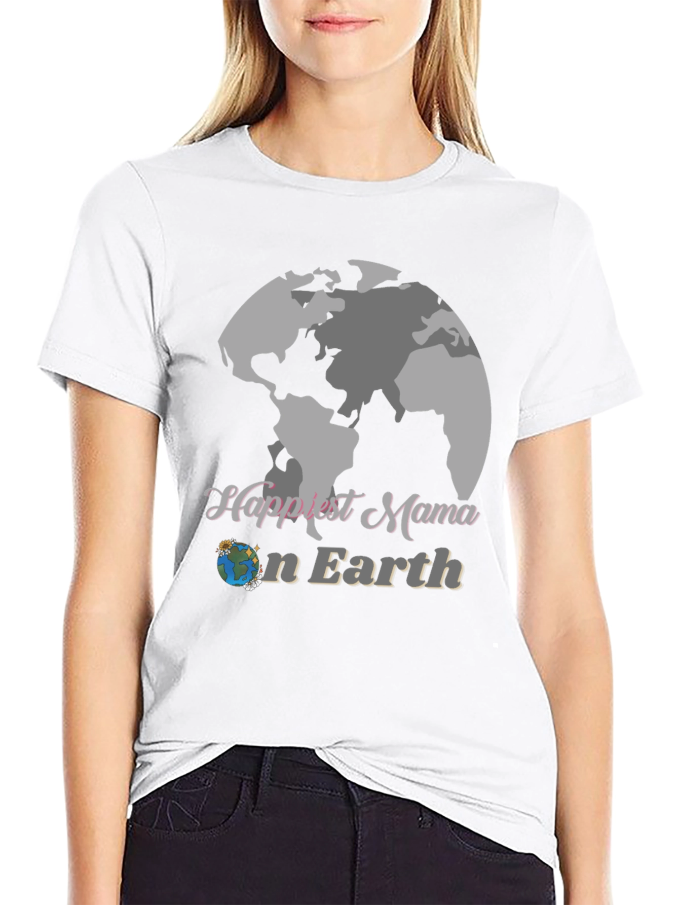Black Happiest Mama Earth T-Shirt view 9