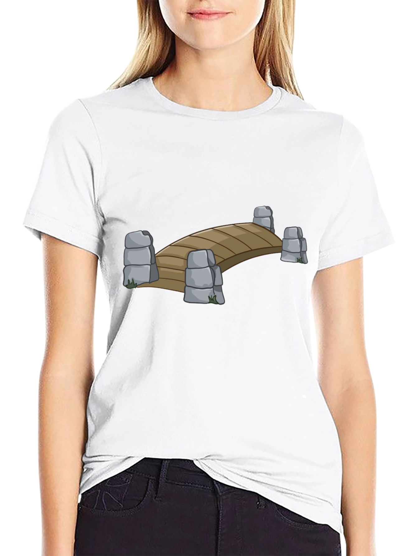 Black Bridge Graphic T-Shirt - Cool Cartoon Design view 9