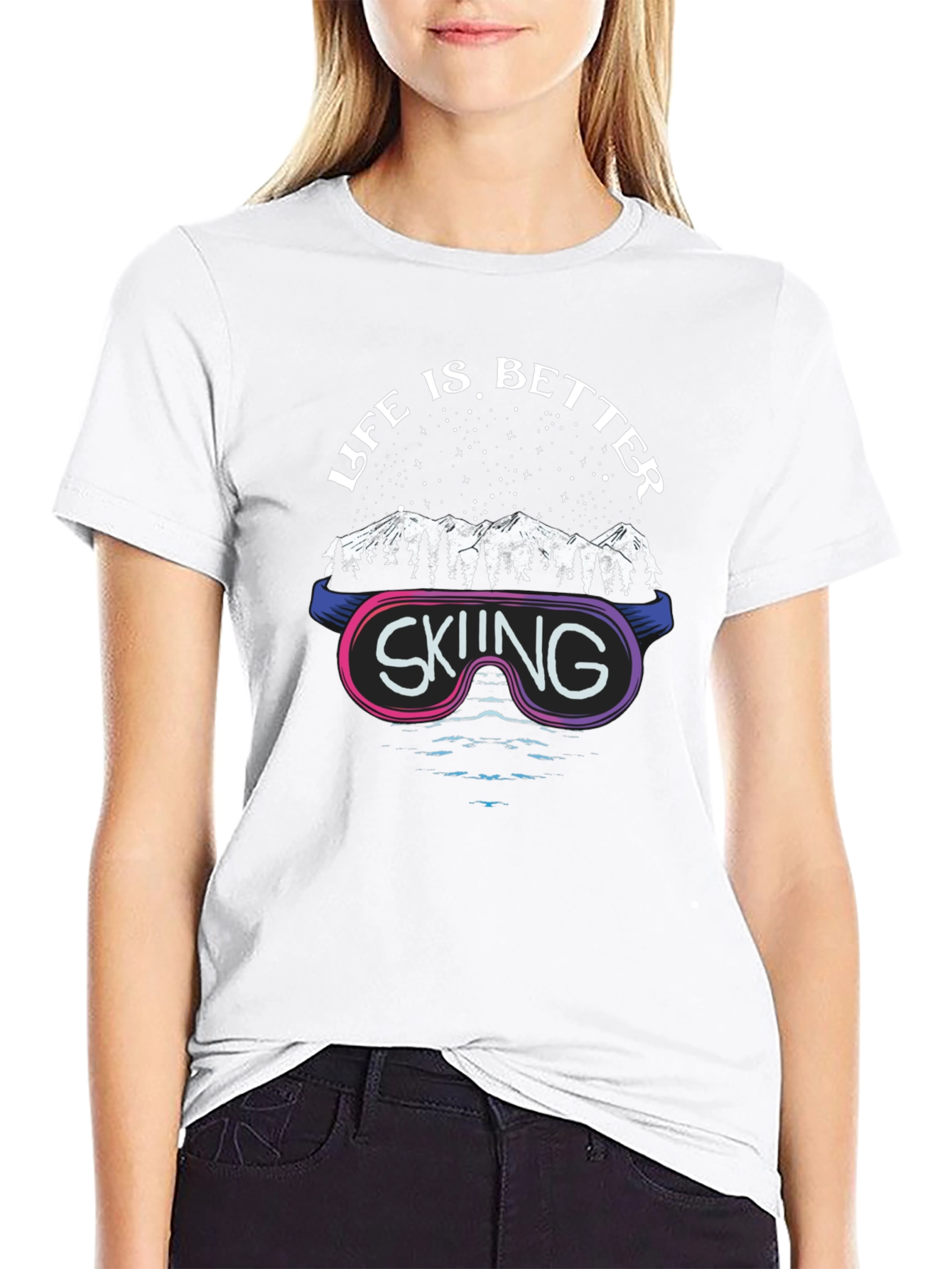 Black Life is Better Skiing Graphic T-Shirt view 9