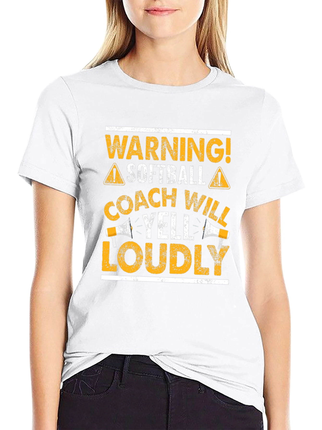 Black Warning Softball Coach Graphic T-Shirt view 9