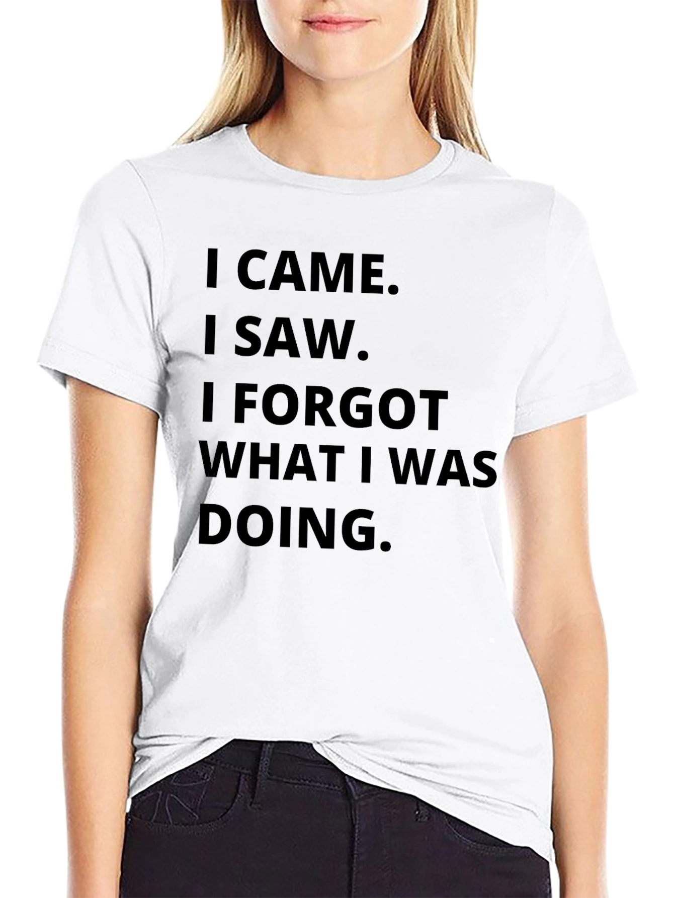 Black Funny Men's Black T-Shirt - I Came I Saw I Forgot Slogan view 9