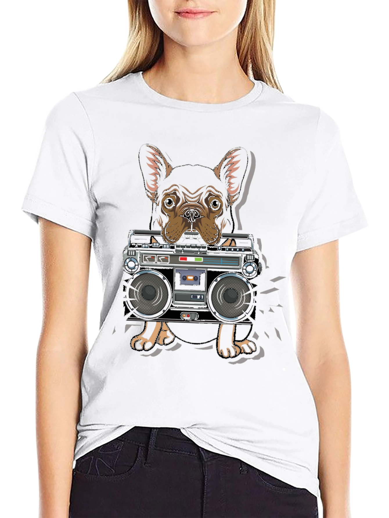 Black Dog with Boombox Graphic T-Shirt view 9