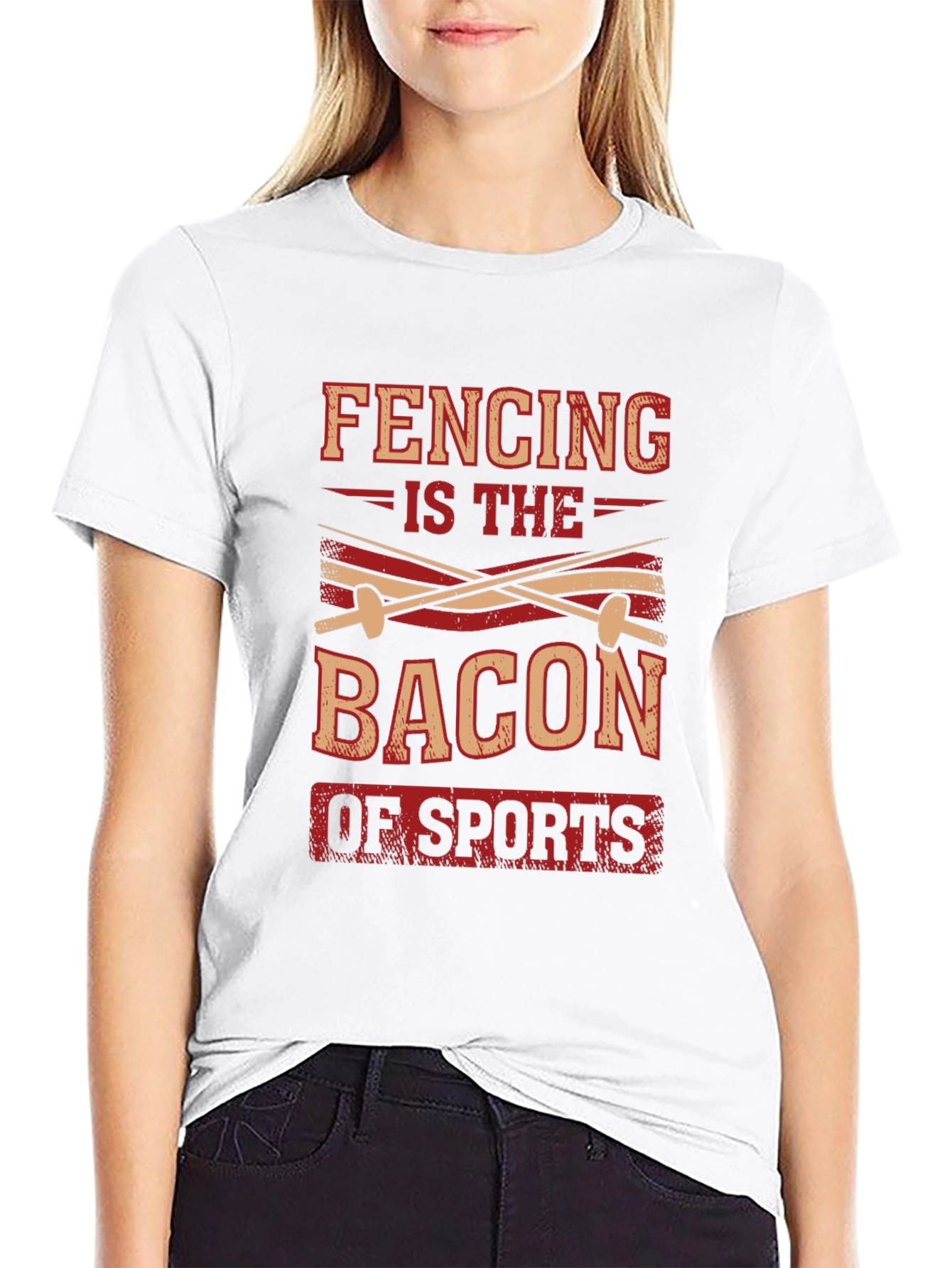 Black Fencing is the Bacon of Sports Black T-Shirt view 9