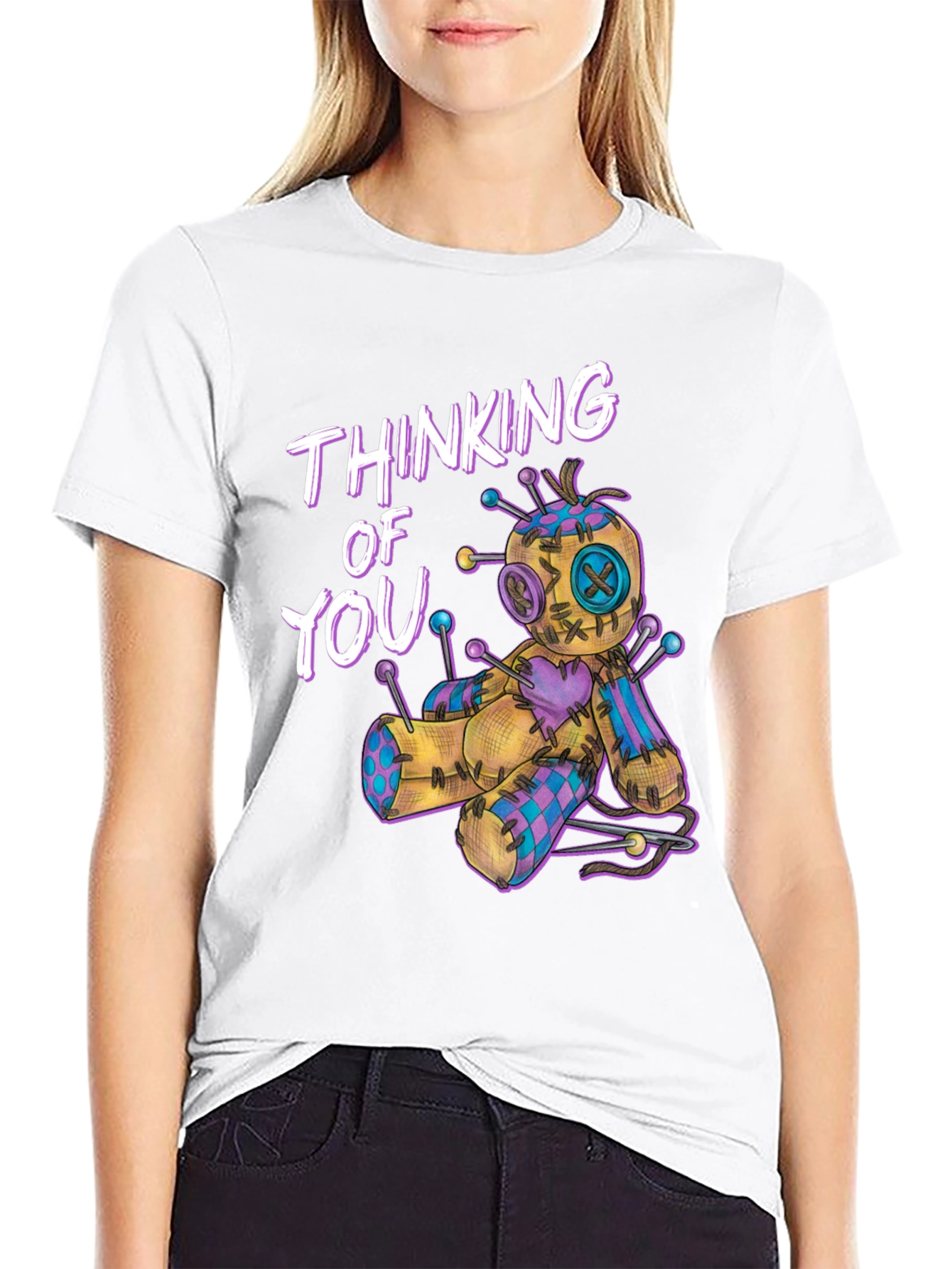 Black Thinking of You Voodoo Doll T-Shirt view 9