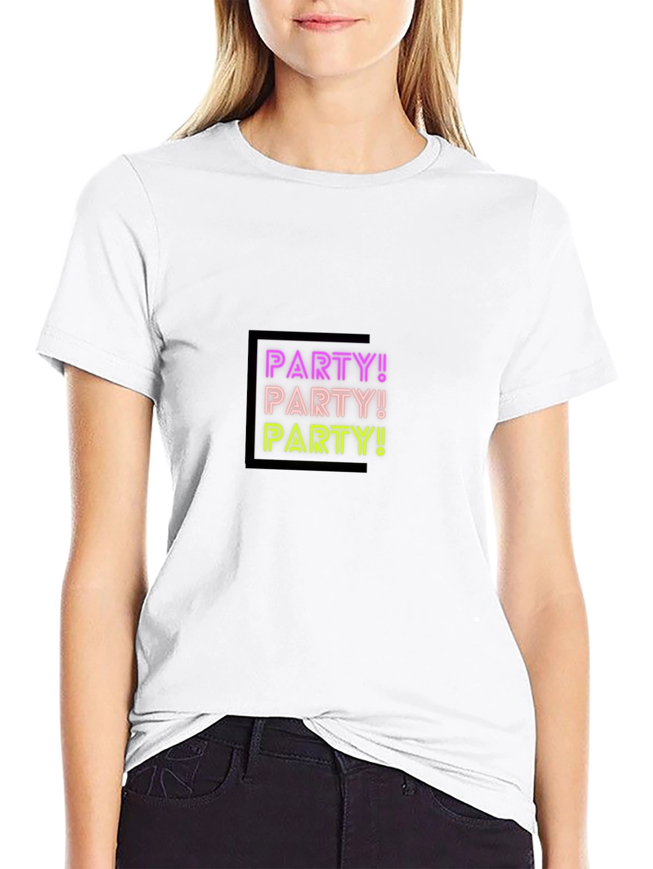 Black Party Neon Graphic Black T-Shirt view 9