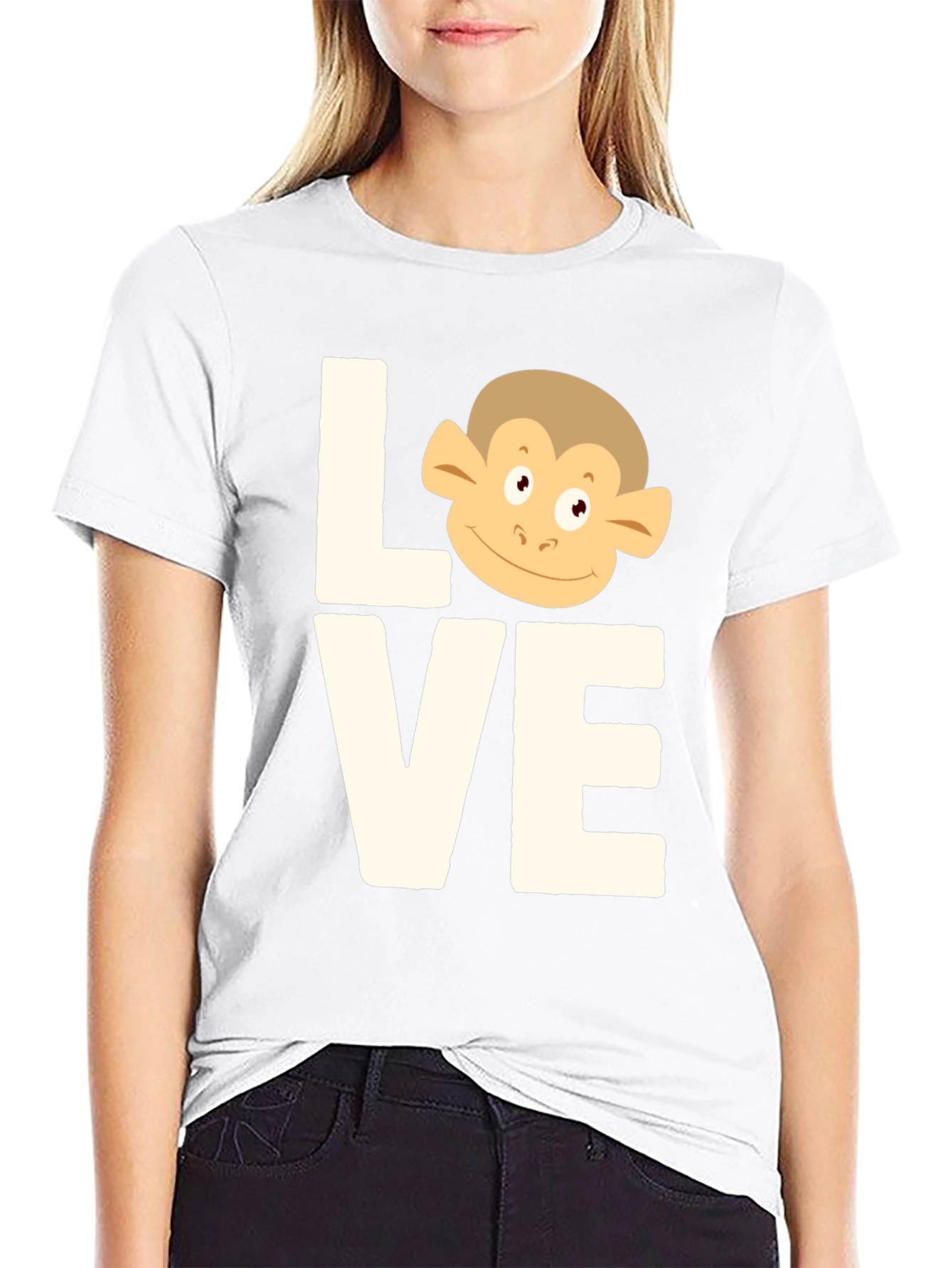 Black Love Monkey T-Shirt - Cute Graphic Tee view 9