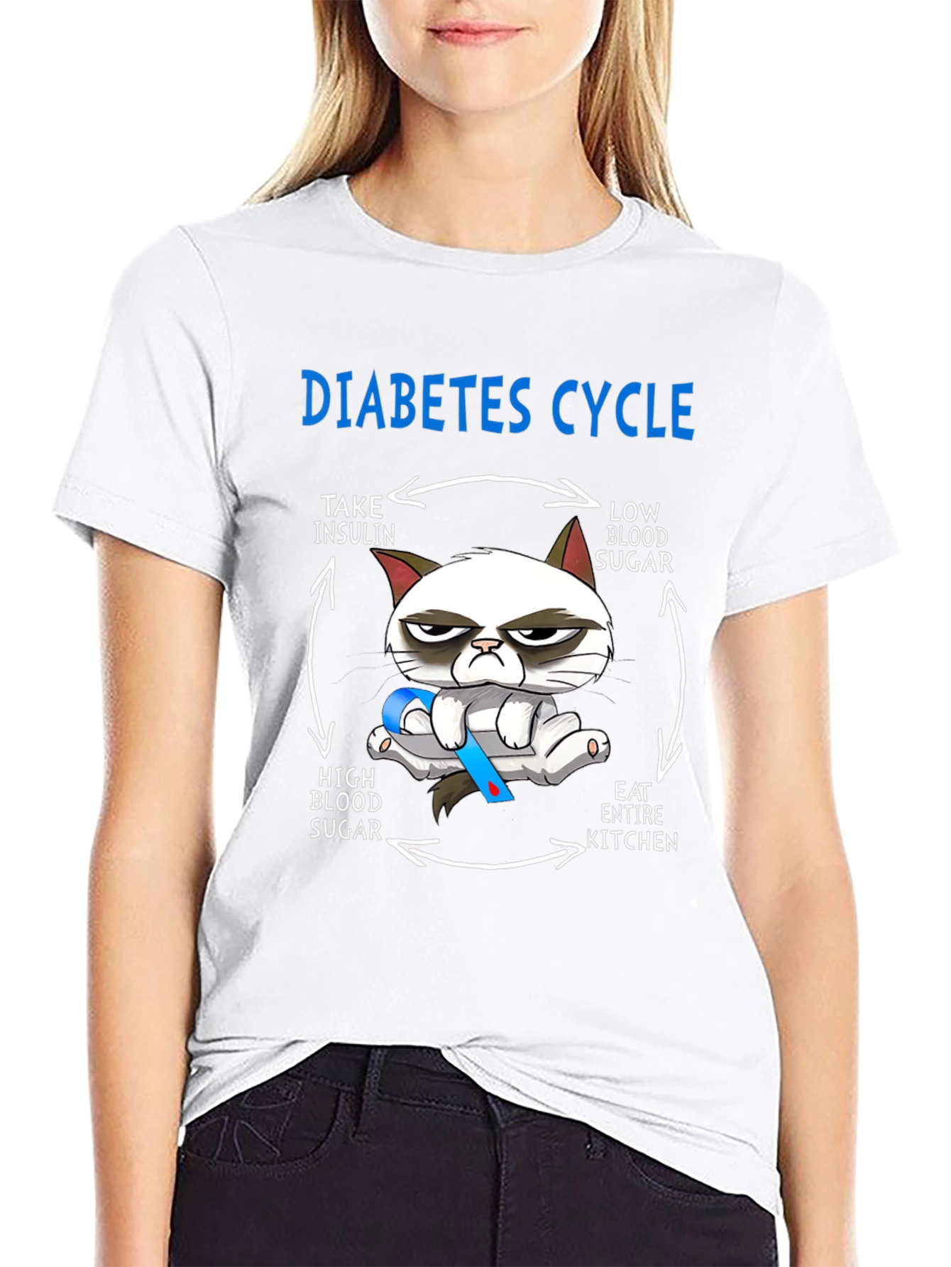 Black Diabetes Cycle Grumpy Cat T-Shirt  view 9