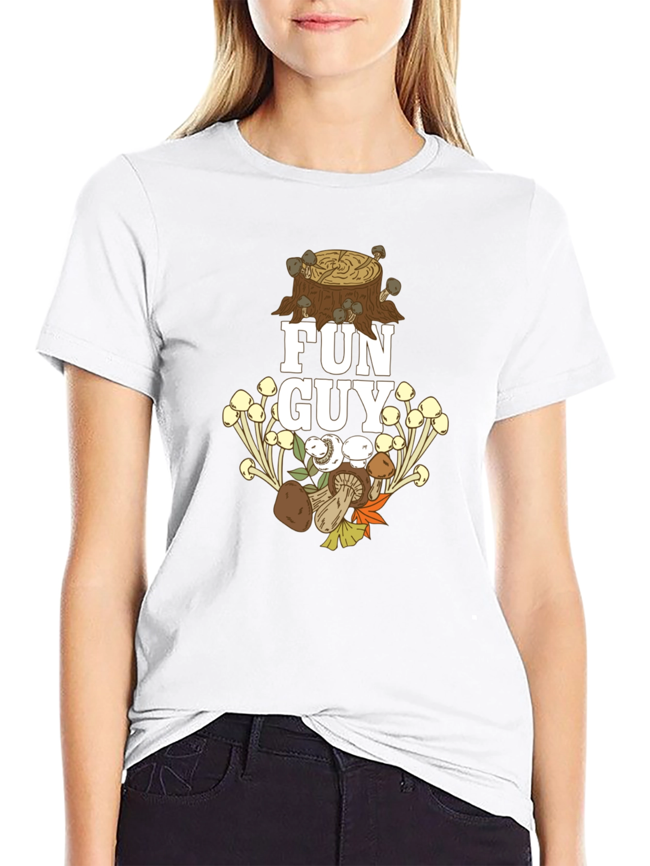 Black Fun Guy T-Shirt - Mushroom Lover Apparel view 9