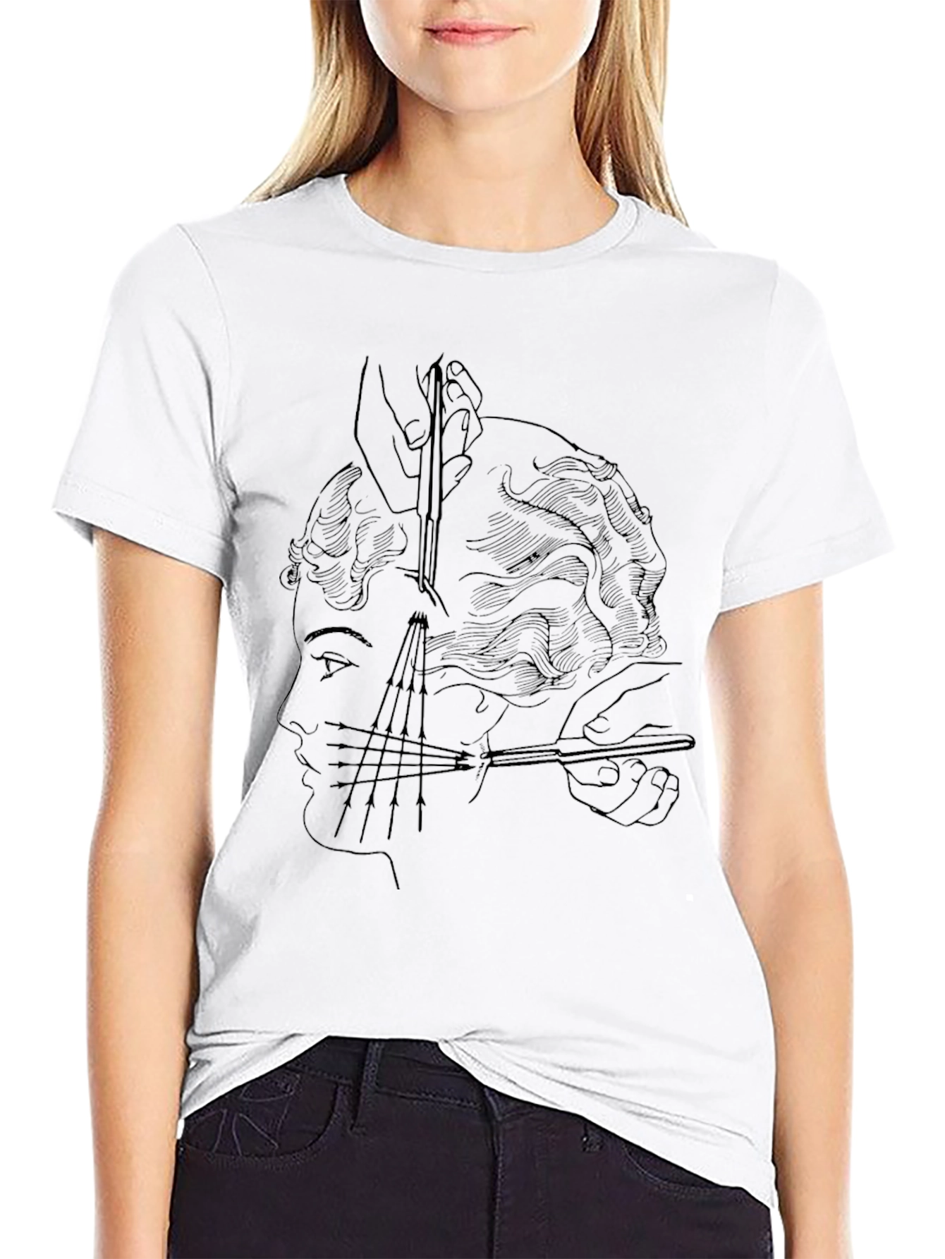 Black Surreal Haircut T-Shirt - Edgy Graphic Tee view 9