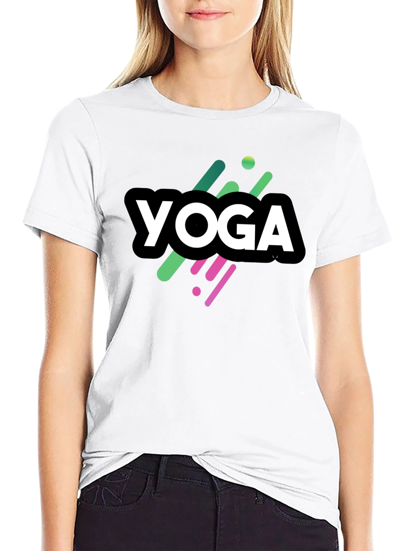 Black Yoga Graphic Black T-Shirt view 9