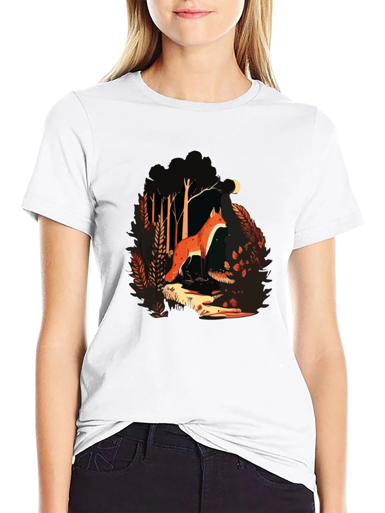 Black Fox in Forest Graphic T-Shirt - Nature Lover Tee view 9