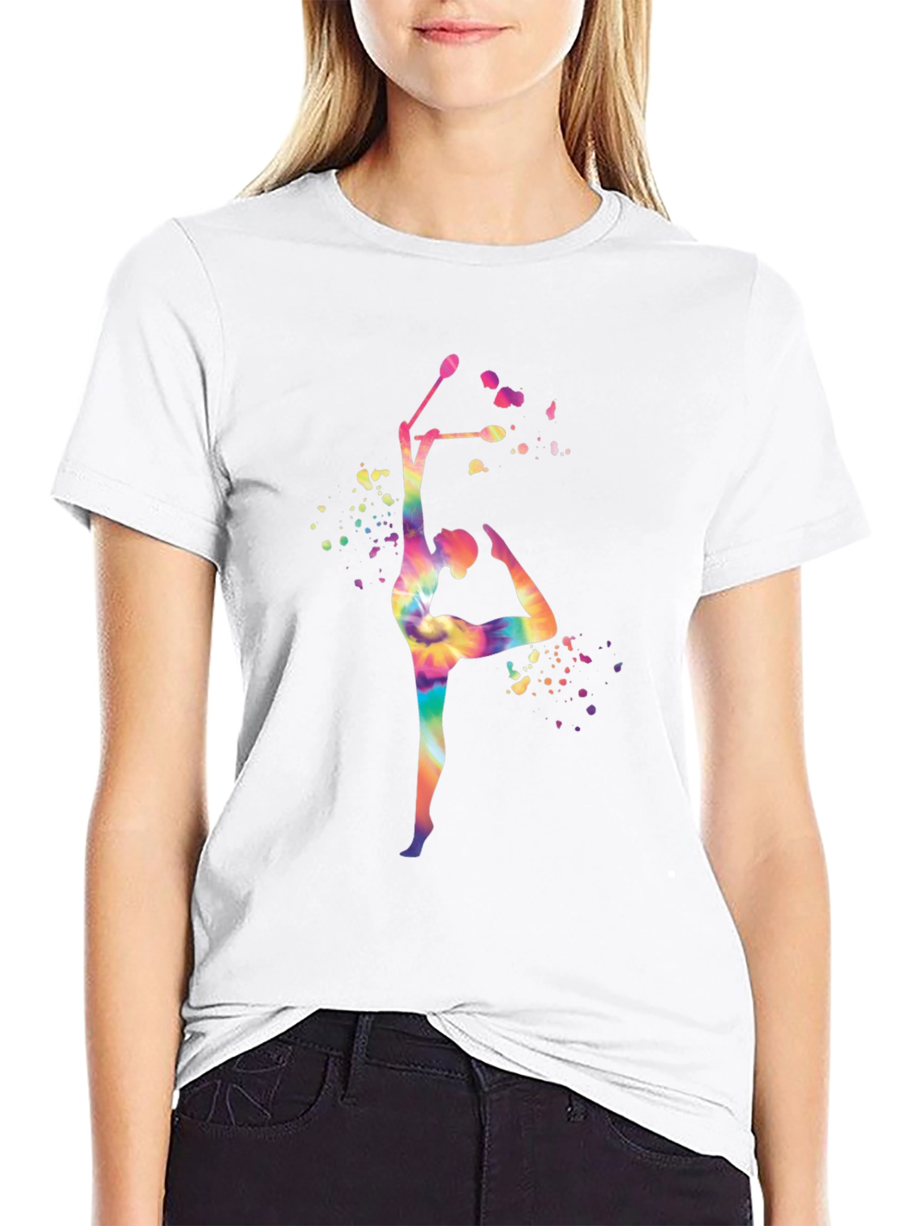 Black Rhythmic Gymnastics Tie-Dye T-Shirt - Dance Tee view 9