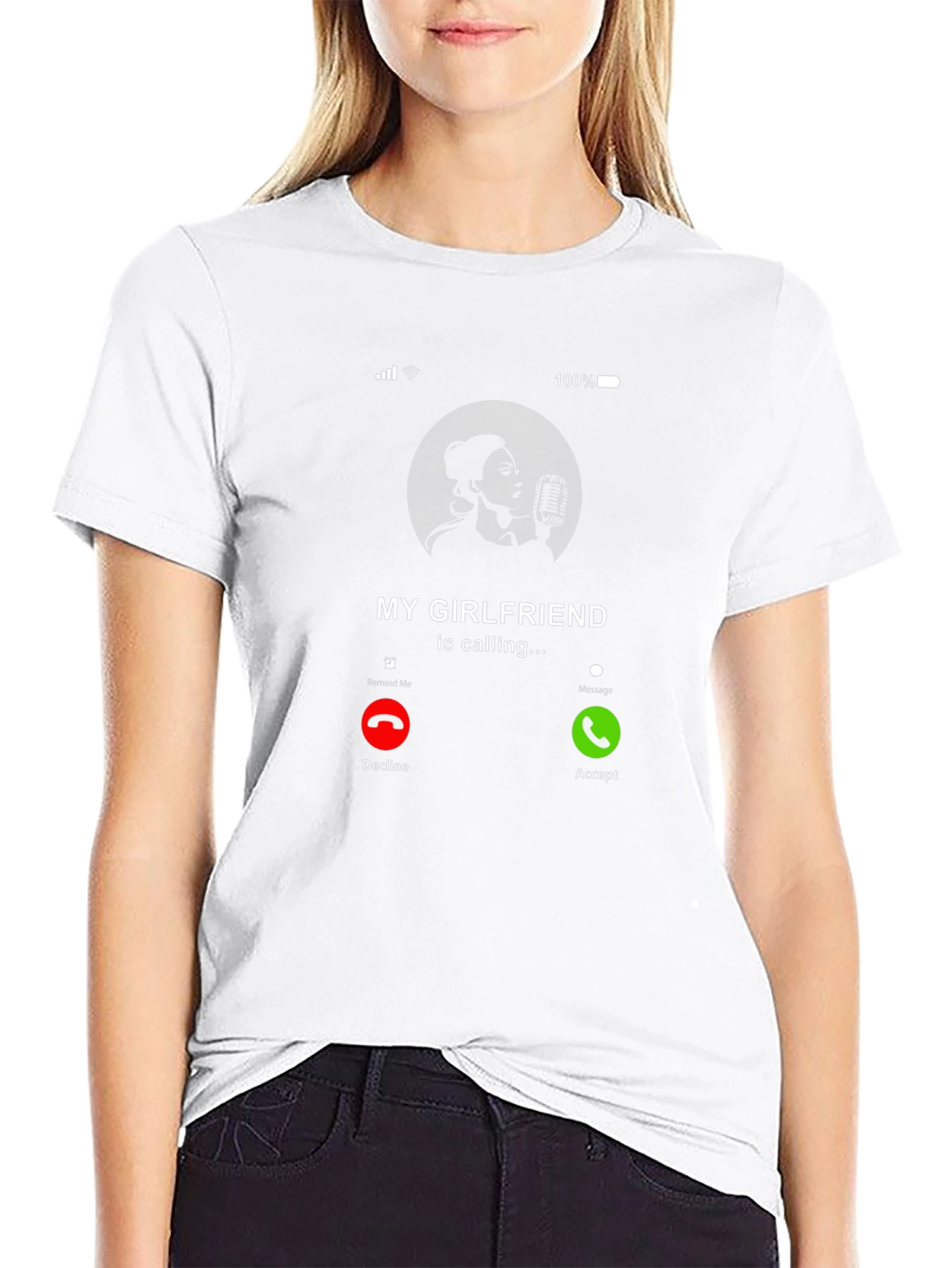 Black My Girlfriend is Calling Graphic T-Shirt view 9