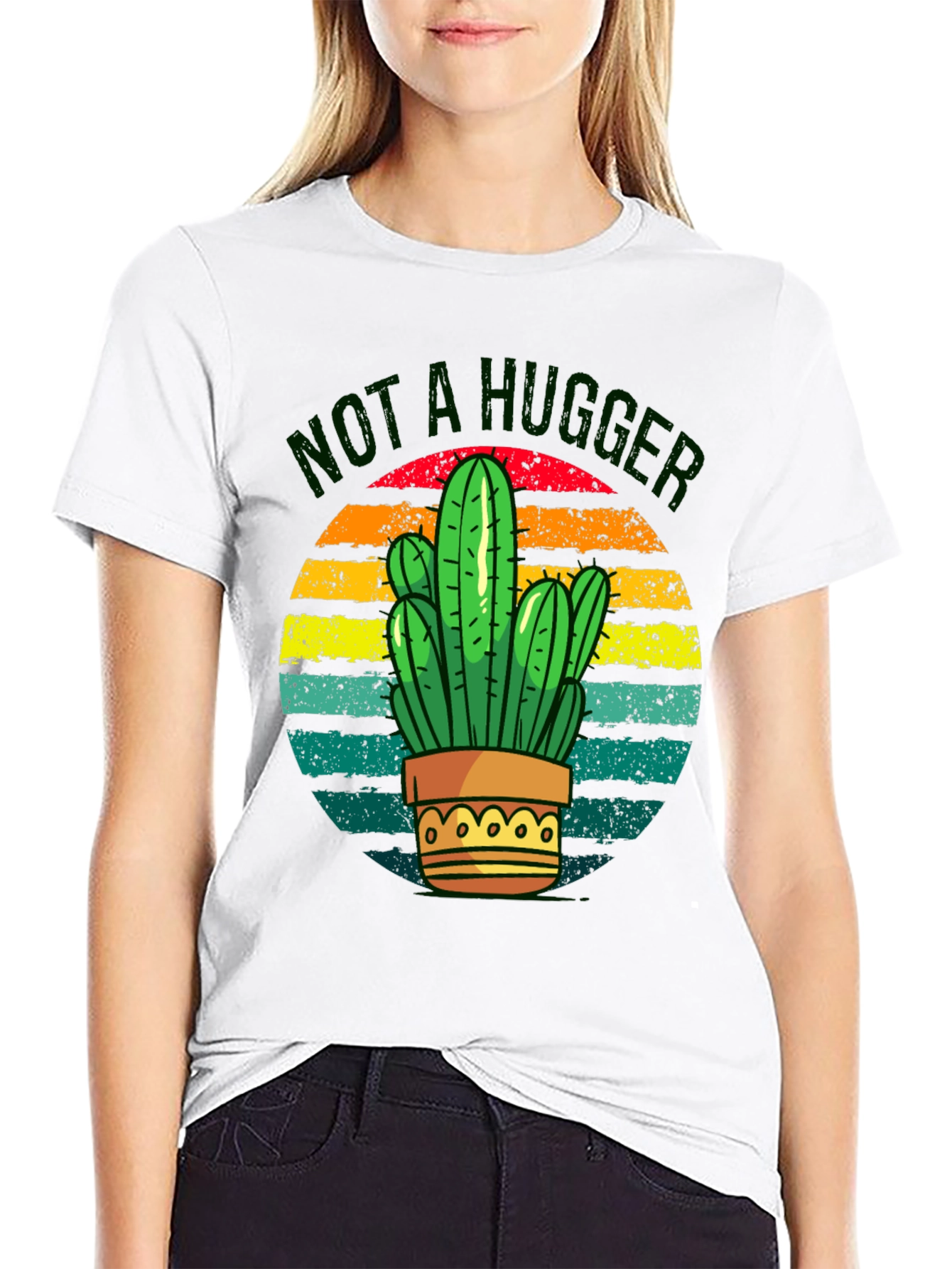 Black Not a Hugger Cactus Graphic Tee view 9