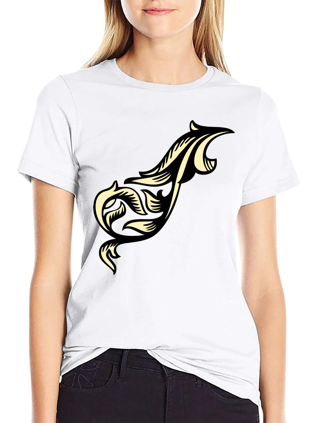 Black Men's Black T-Shirt with Tribal Design view 9