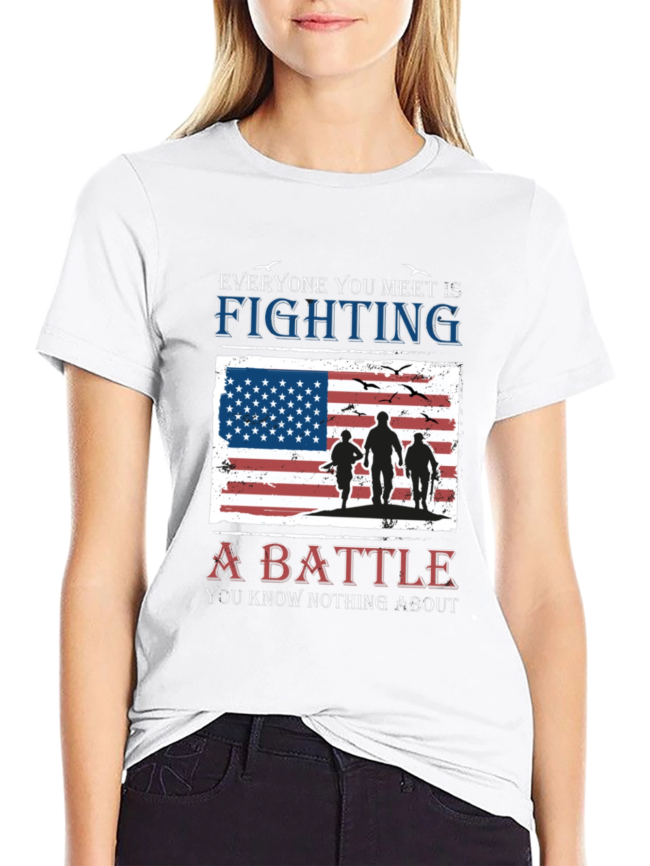 Black Everyone You Meet is Fighting a Battle T-Shirt view 9