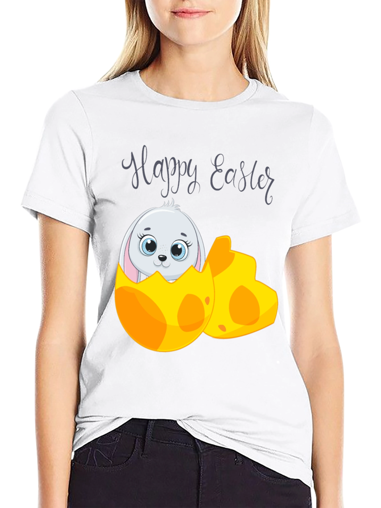 Black Happy Easter Bunny Egg T-Shirt view 9