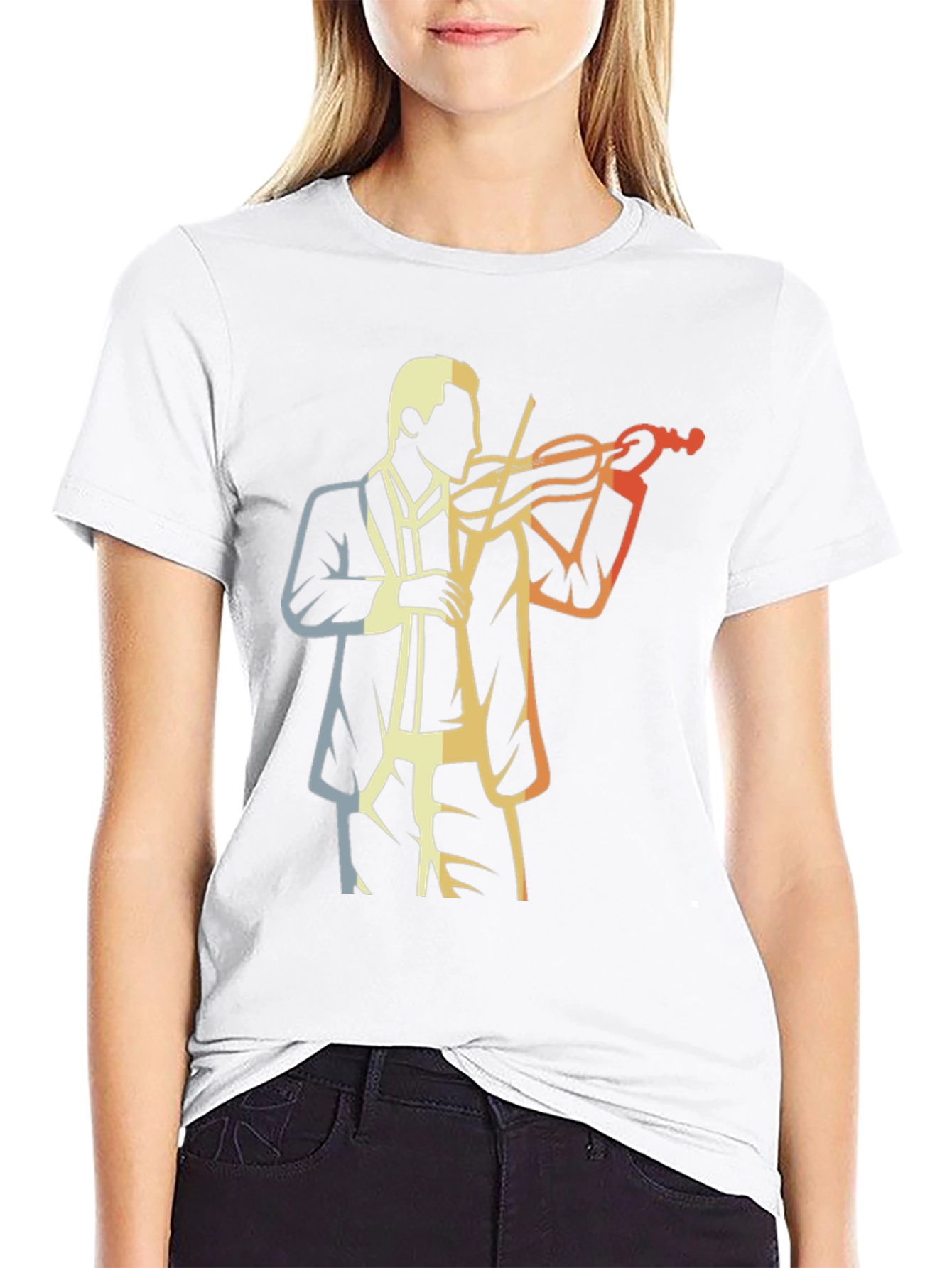 Black Retro Violinist Graphic Tee view 9