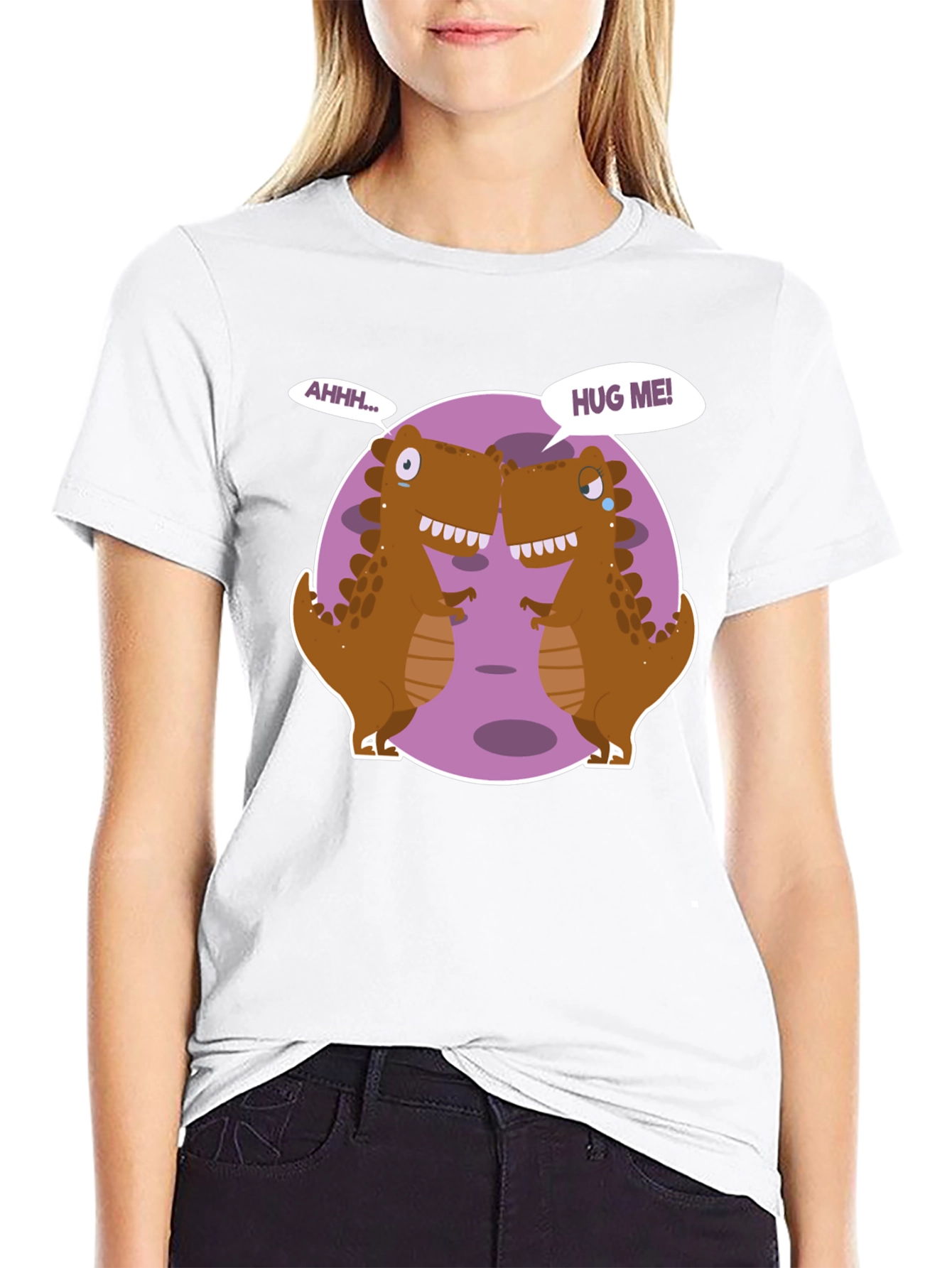 Black Dino Hugs Graphic Tee - Funny T-Rex T-Shirt view 9
